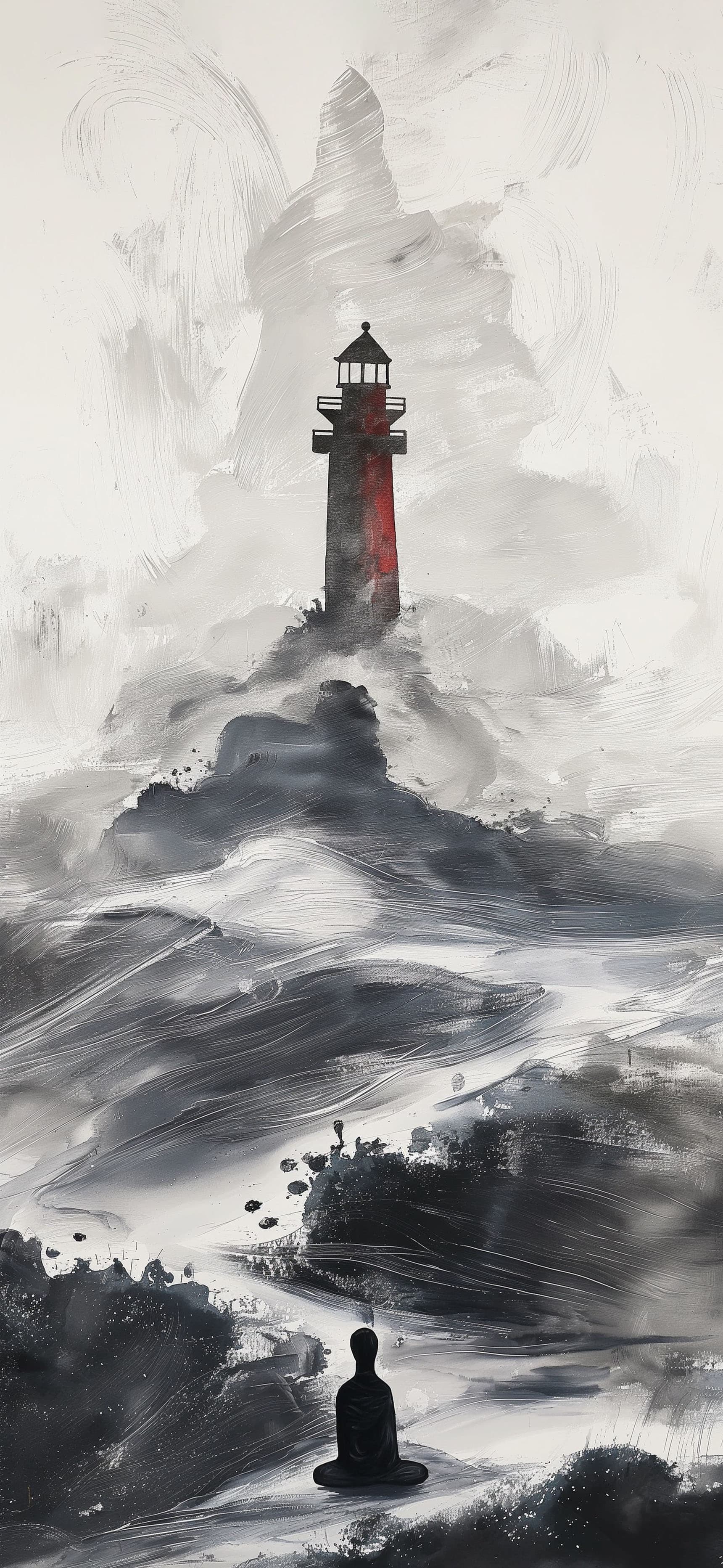 Meditative Lighthouse Scene - Pro phone wallpaper