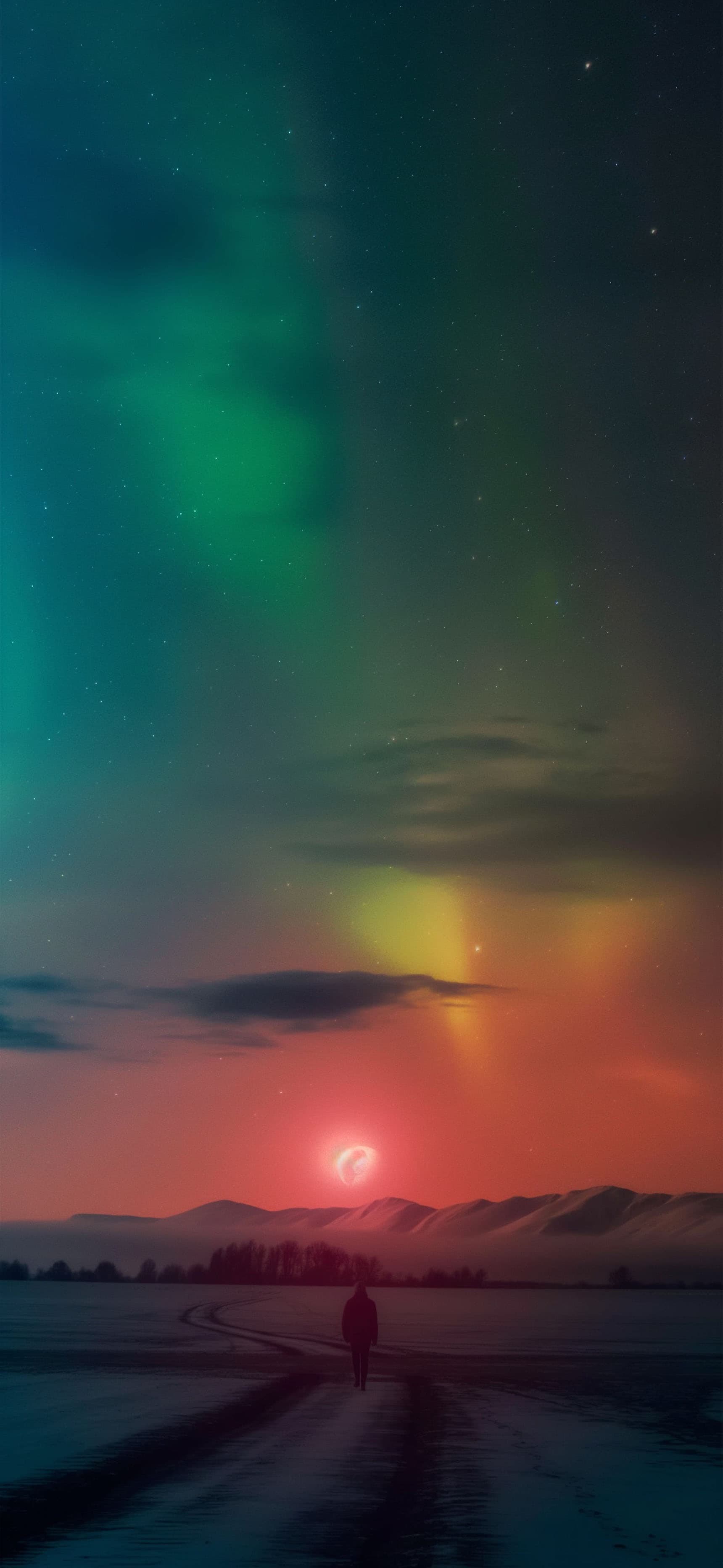 Aurora Winter Stroll - Pro phone wallpaper
