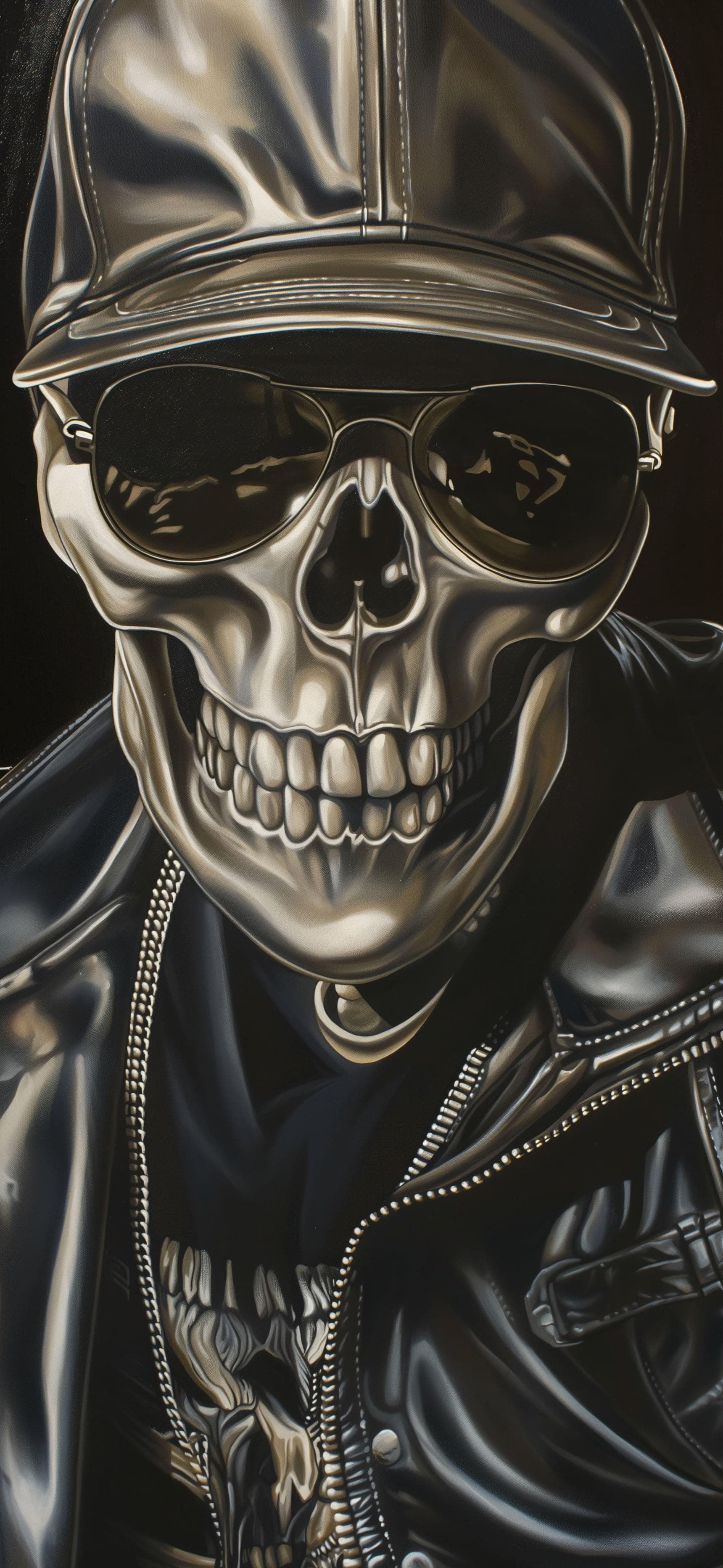 Chrome Skull Portrait - Pro phone wallpaper