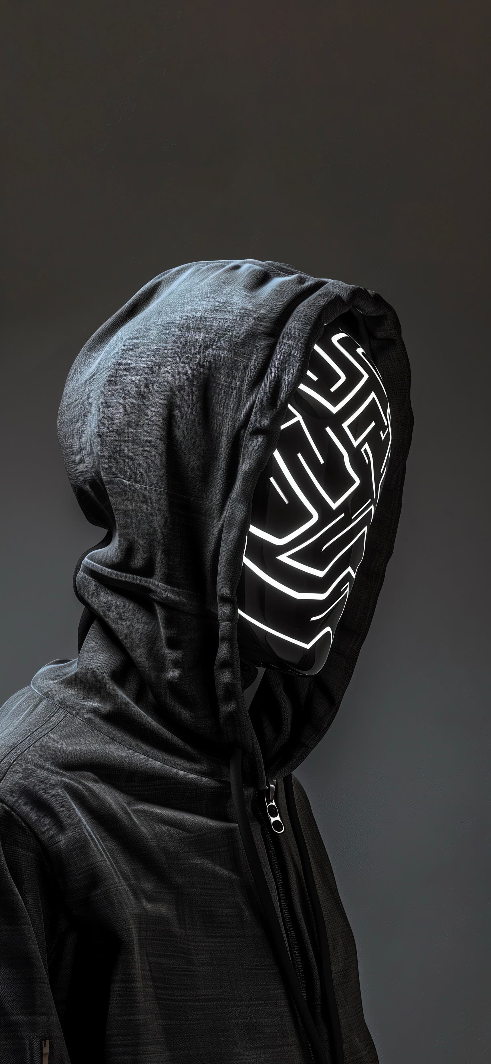 Hooded Cyberpunk Figure - Pro phone wallpaper