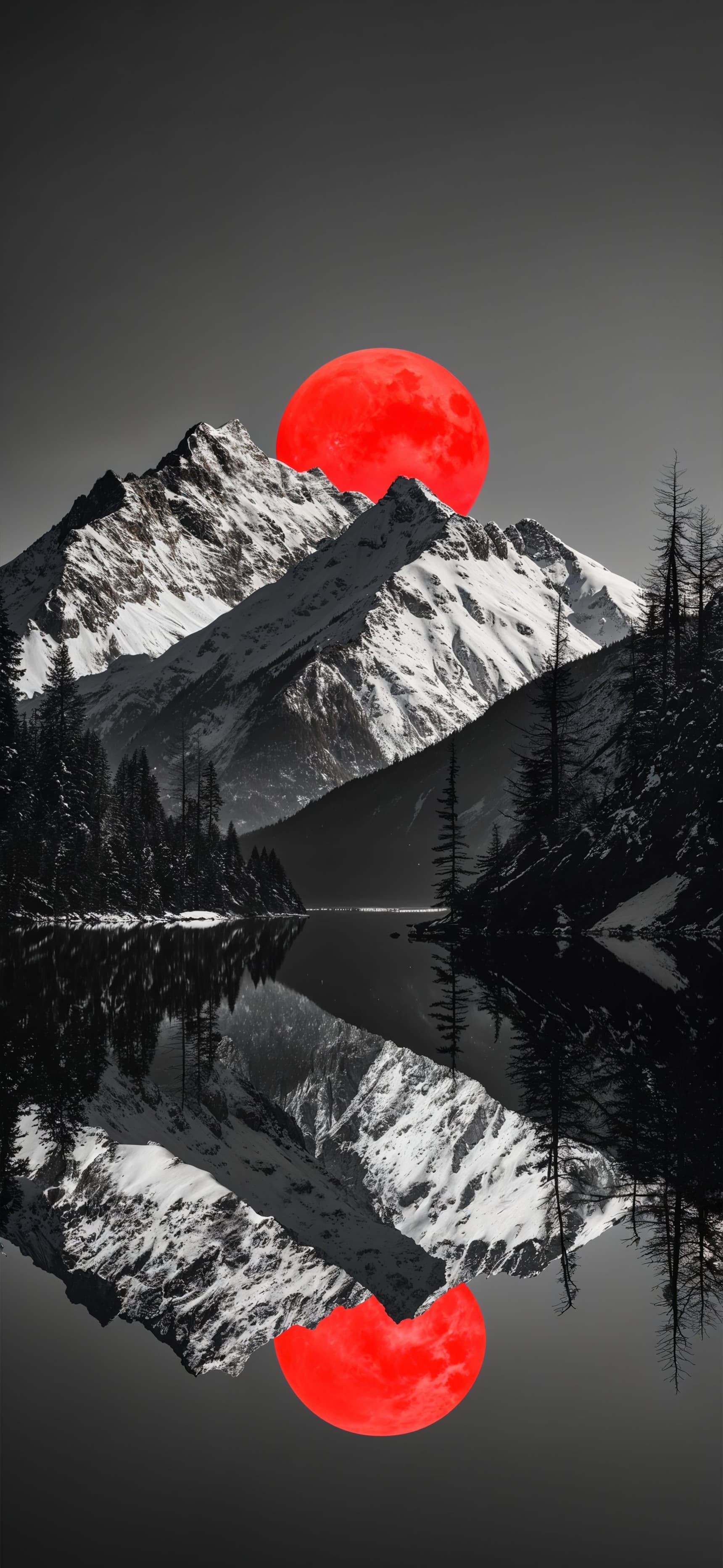 Crimson Moon Reflection - Pro phone wallpaper