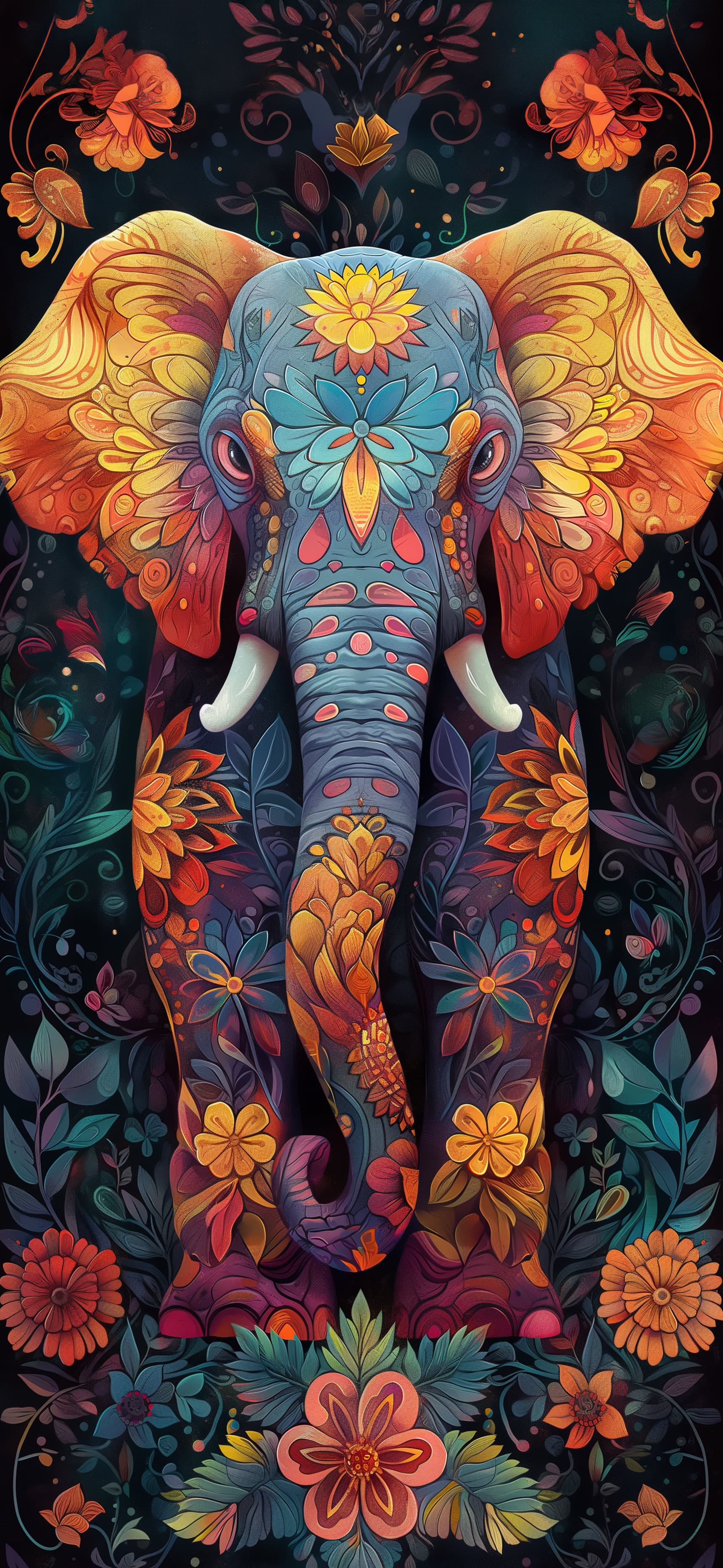 Floral Elephant - Pro phone wallpaper