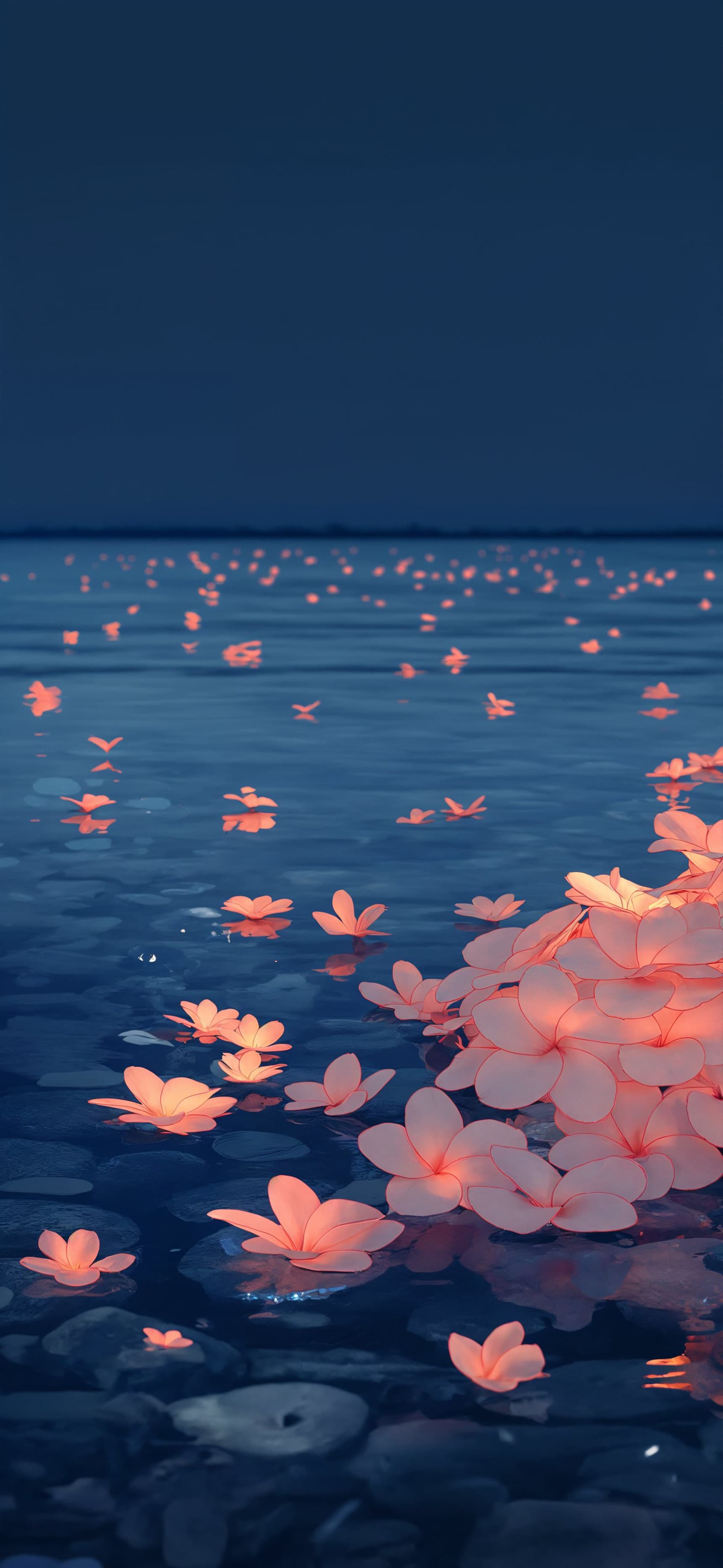 Floating Lotus Night - Pro phone wallpaper