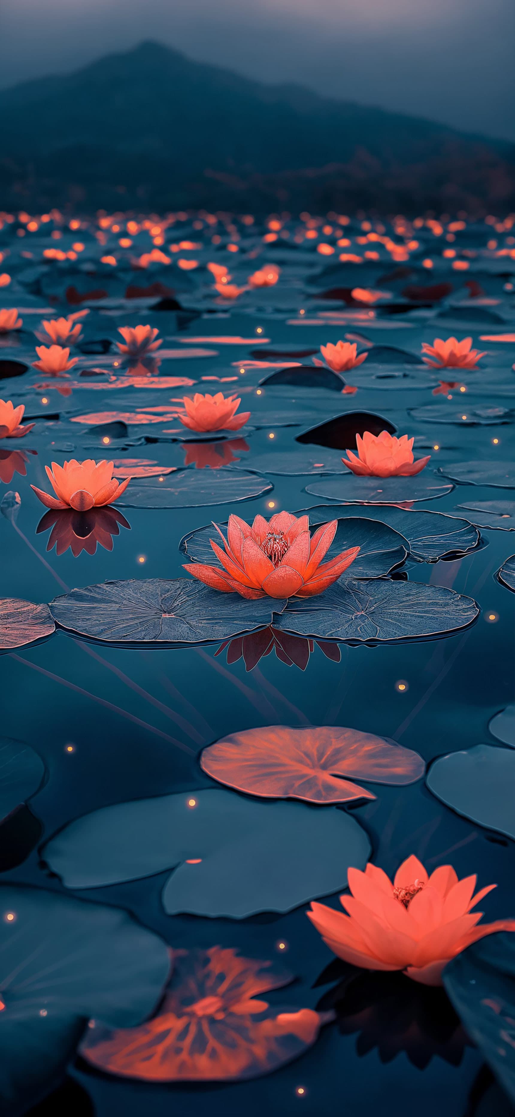 Lotus Pond Evening - Pro phone wallpaper