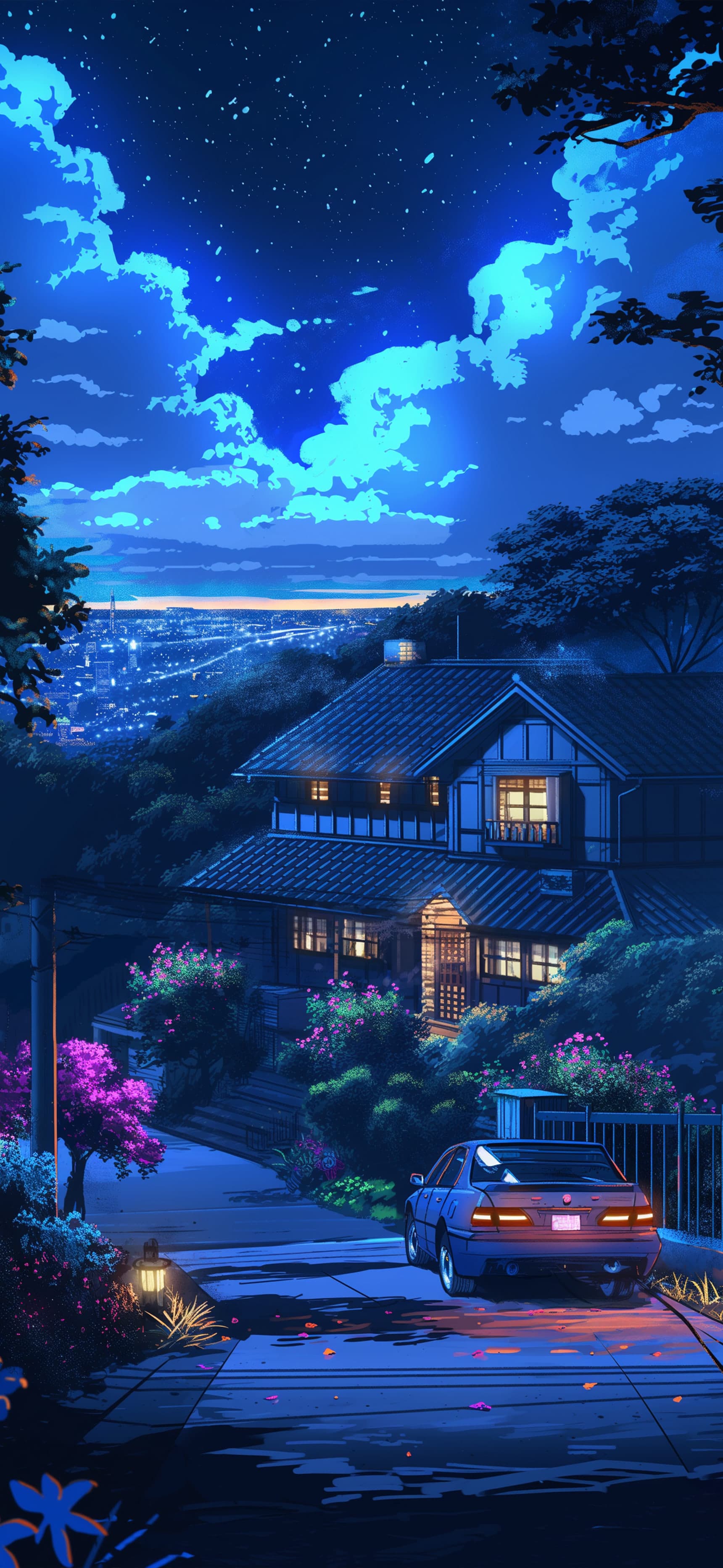 Suburban Night Scene - Pro phone wallpaper