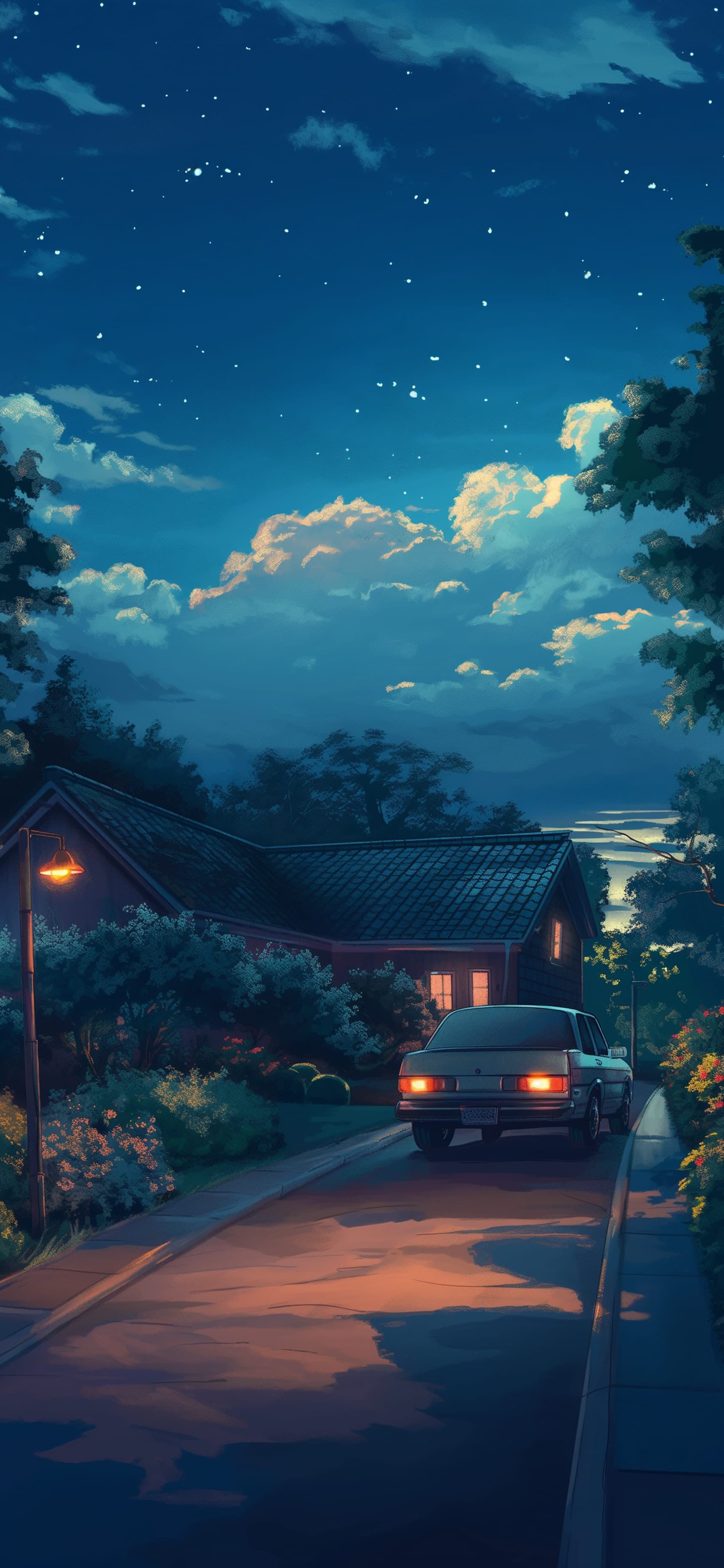 Nighttime Suburban Drive - Pro phone wallpaper