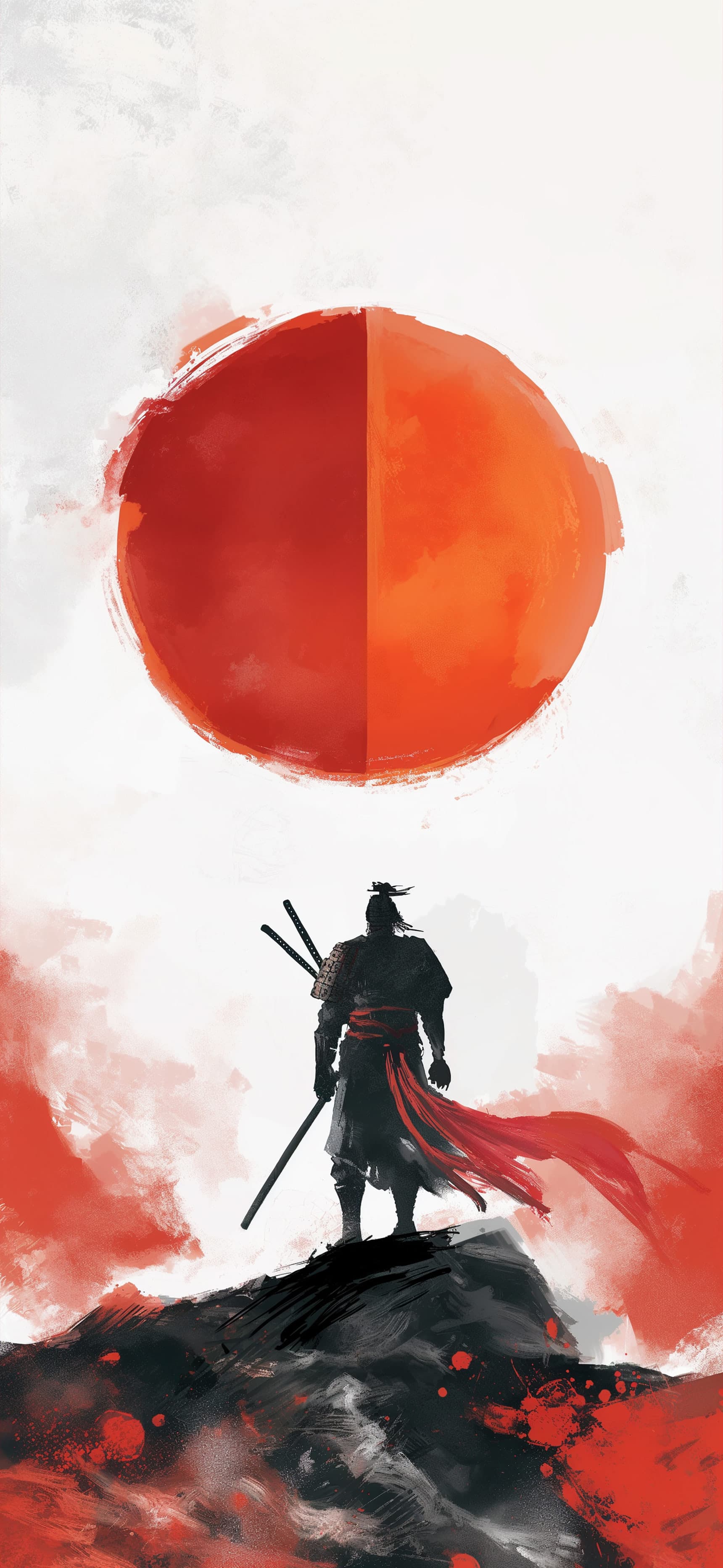 Samurai Sunset Silhouette - Pro phone wallpaper