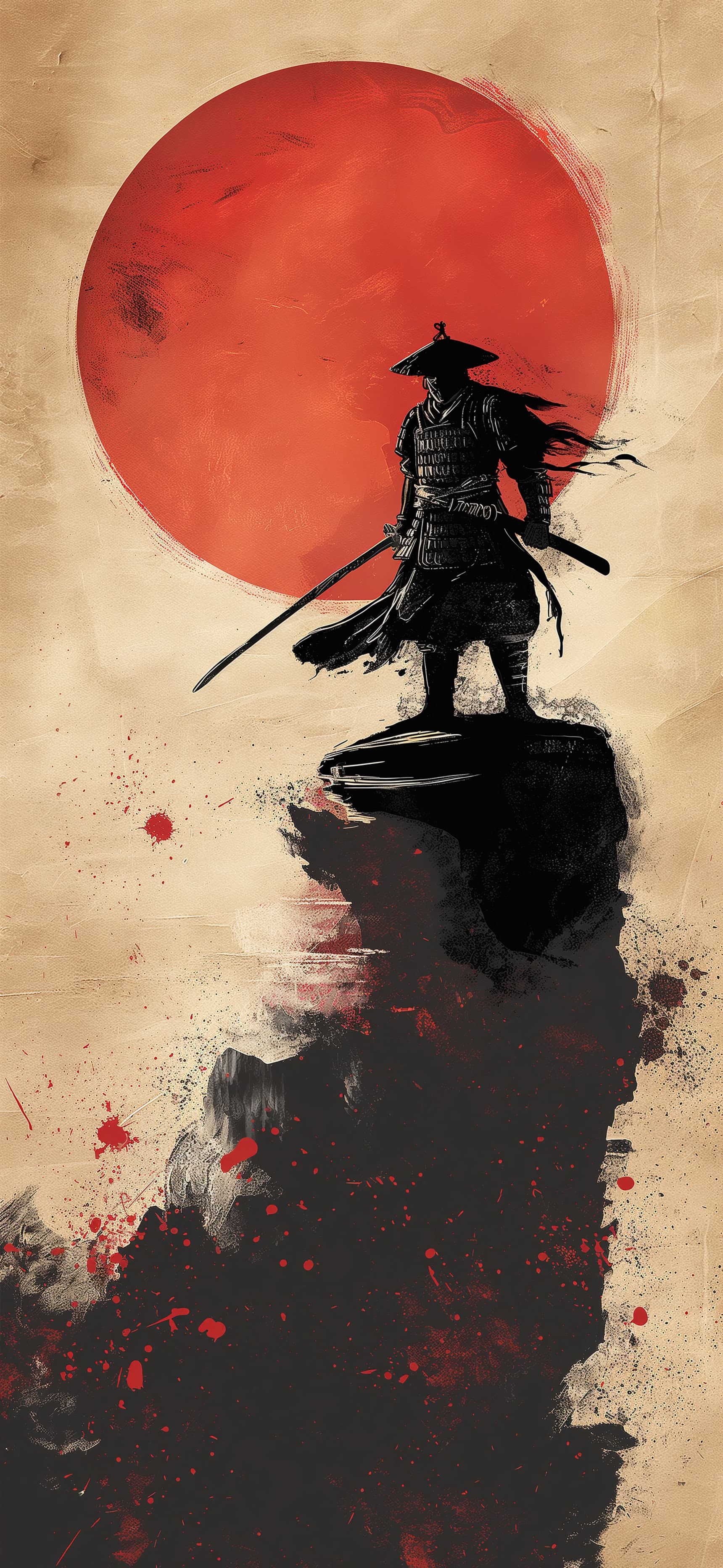 Samurai Stance Silhouette - Pro phone wallpaper