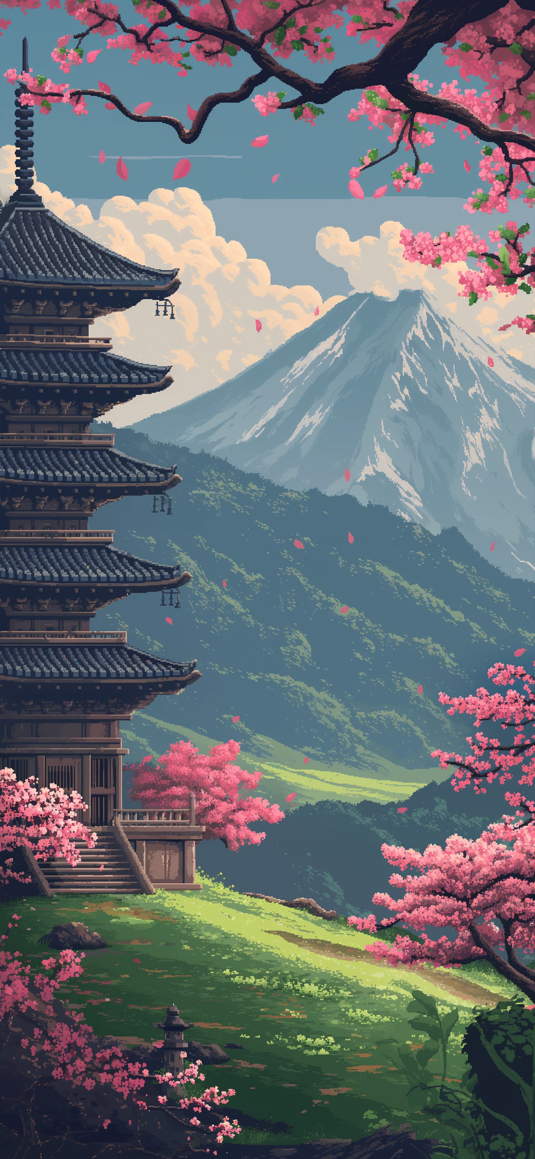 Japanese Pagoda Scene - Pro phone wallpaper