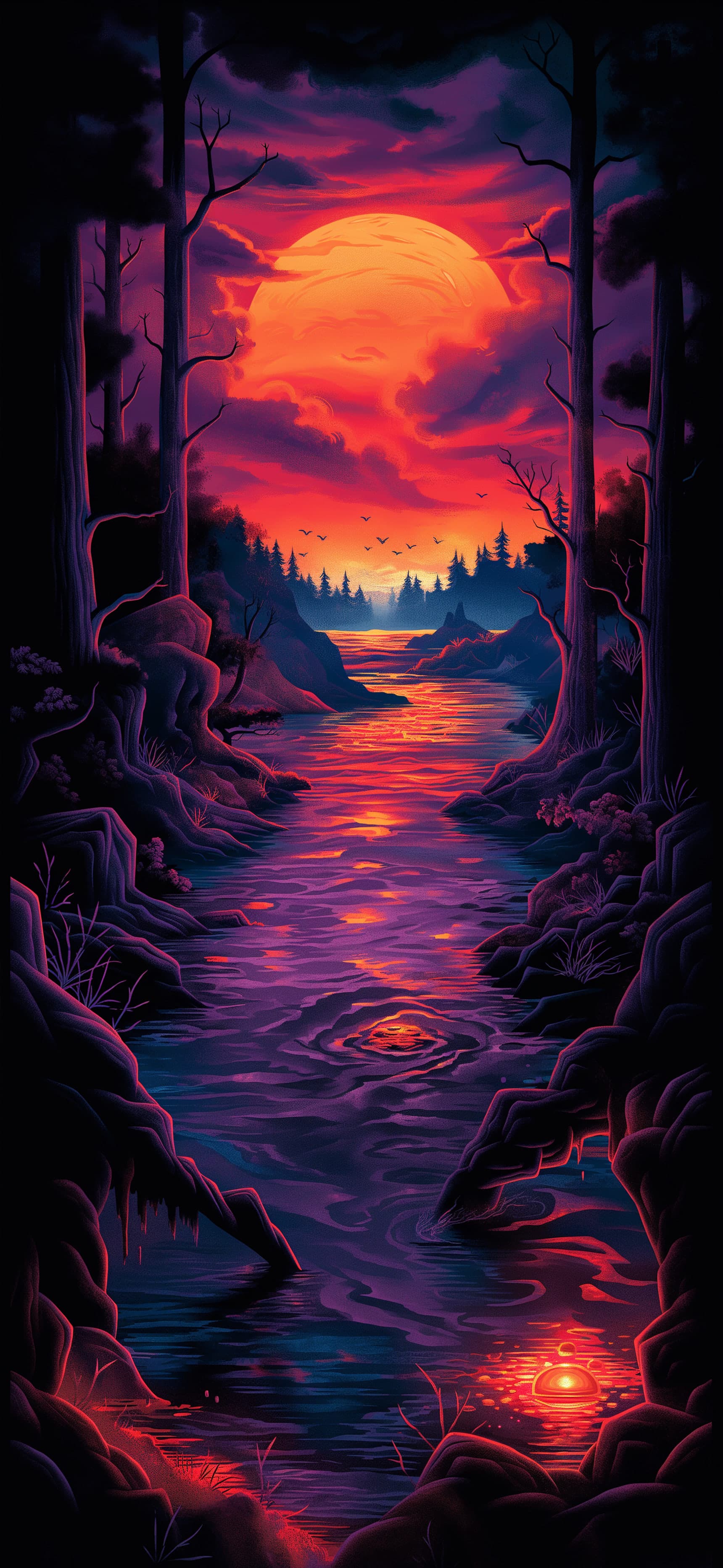 Mystical River Moon - Pro phone wallpaper