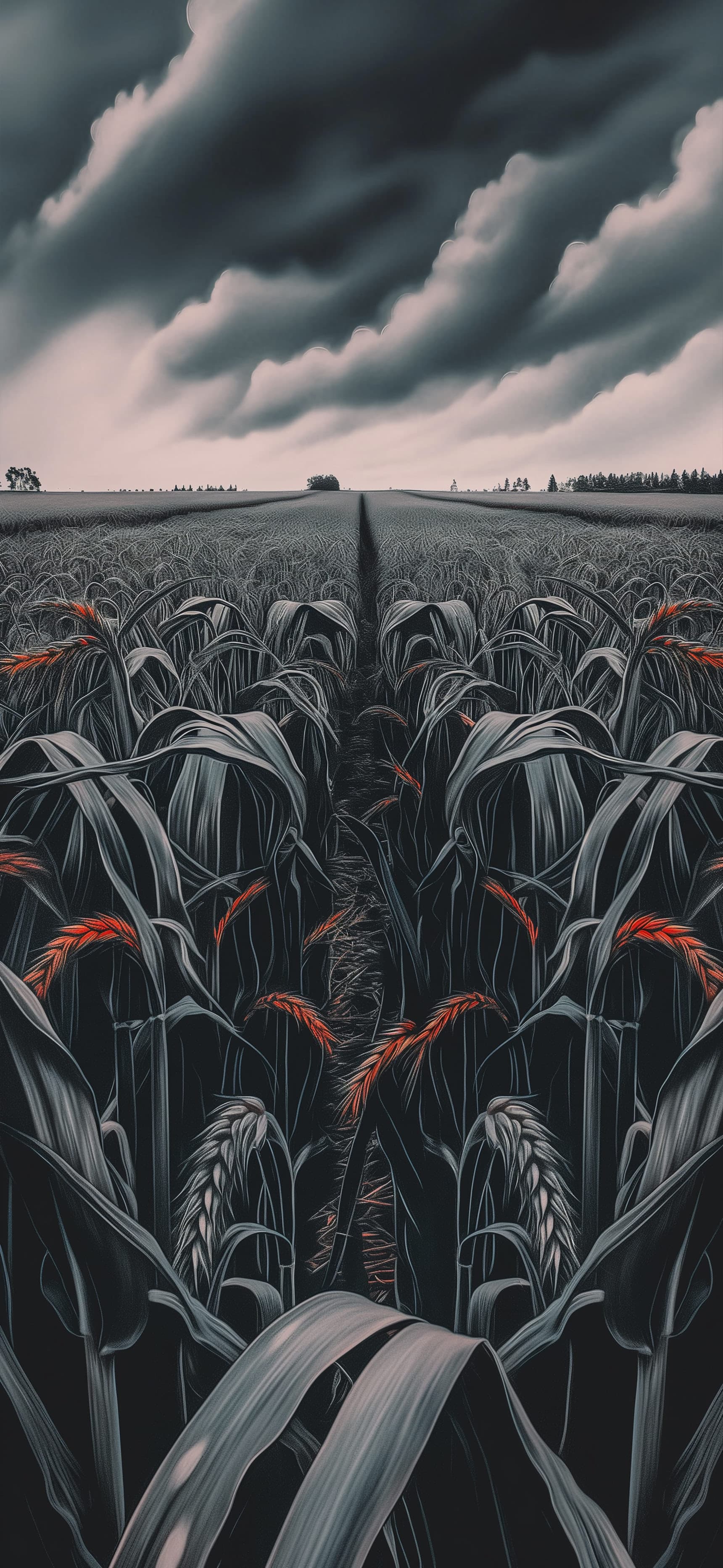 Symmetrical Grain Field - Pro phone wallpaper