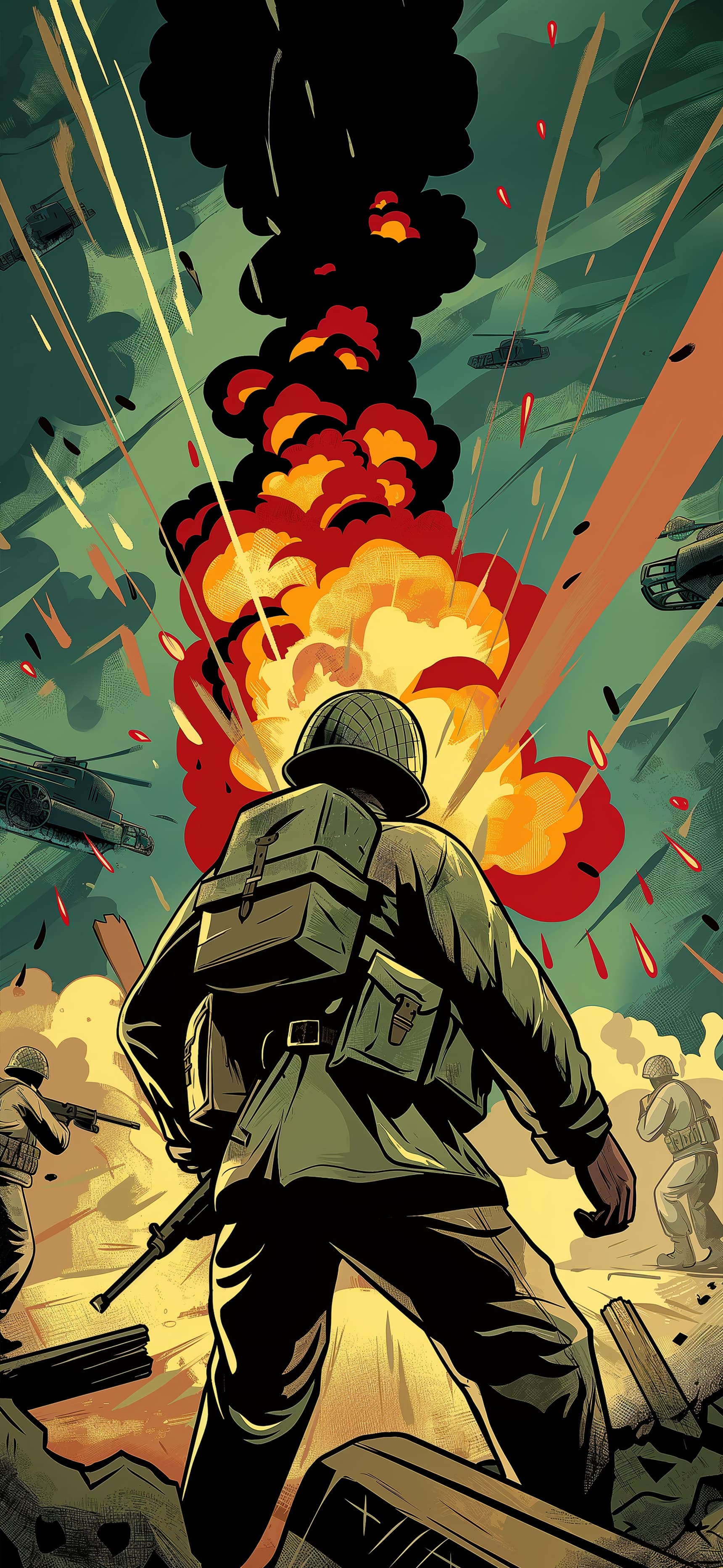 War Zone Explosion - Pro phone wallpaper