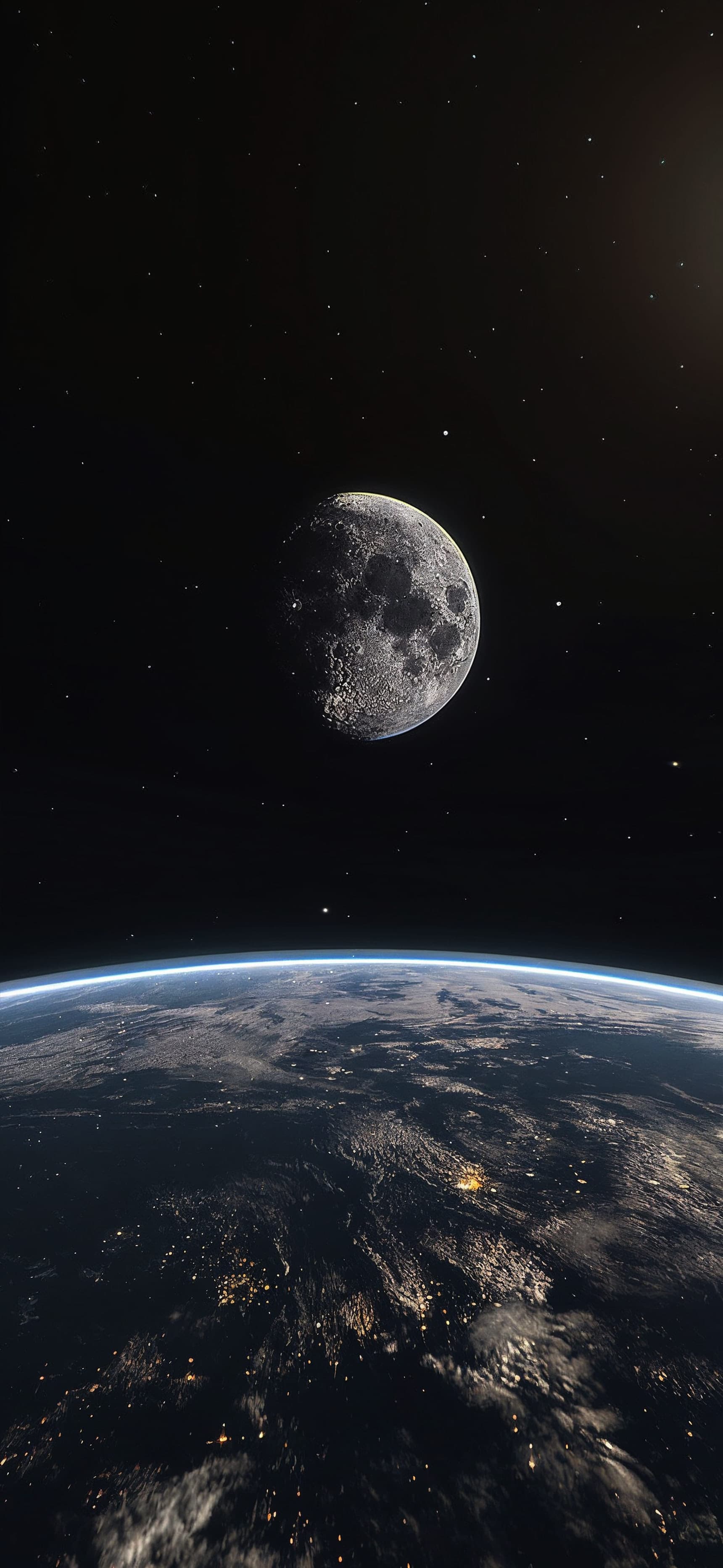 Earth Moon Glimpse - Pro phone wallpaper