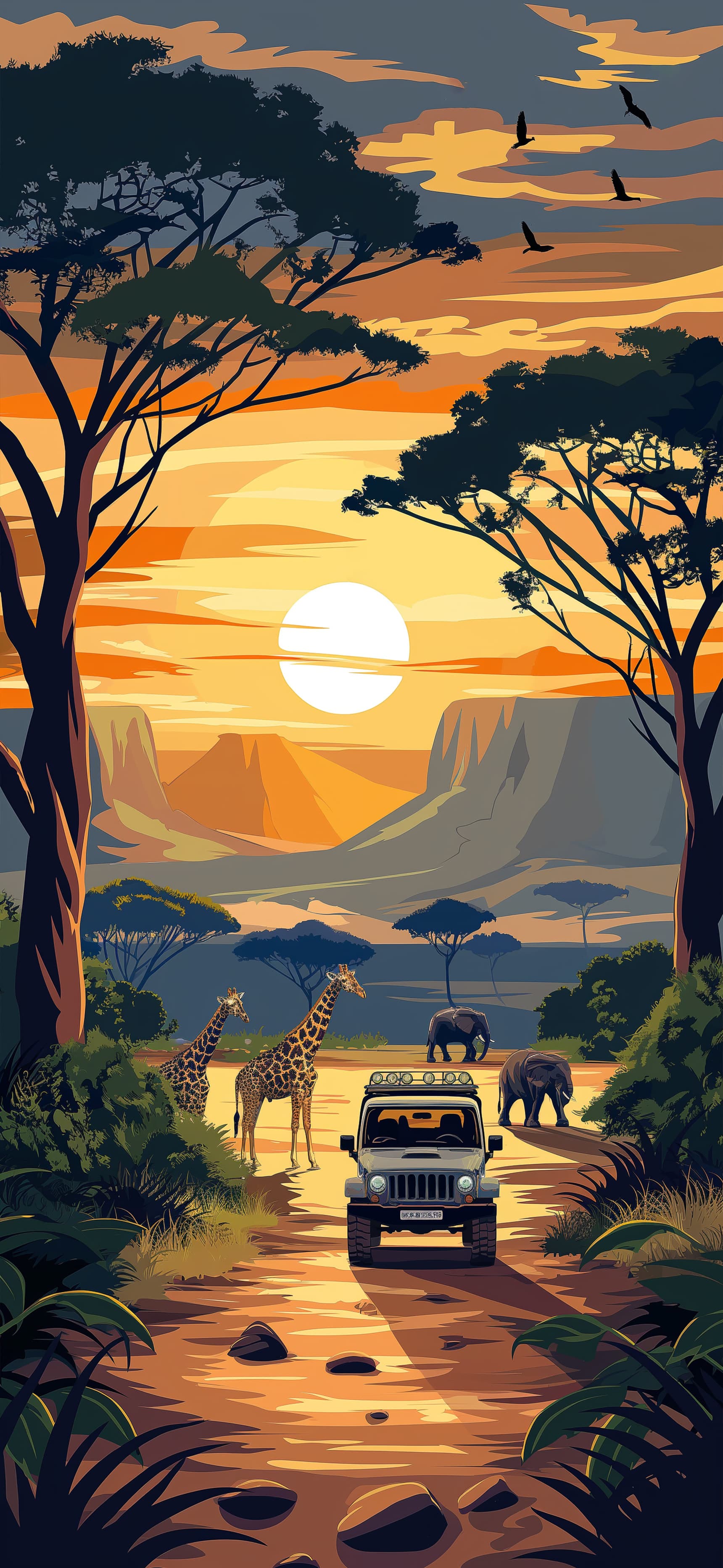 Sunset Safari Expedition - Pro phone wallpaper
