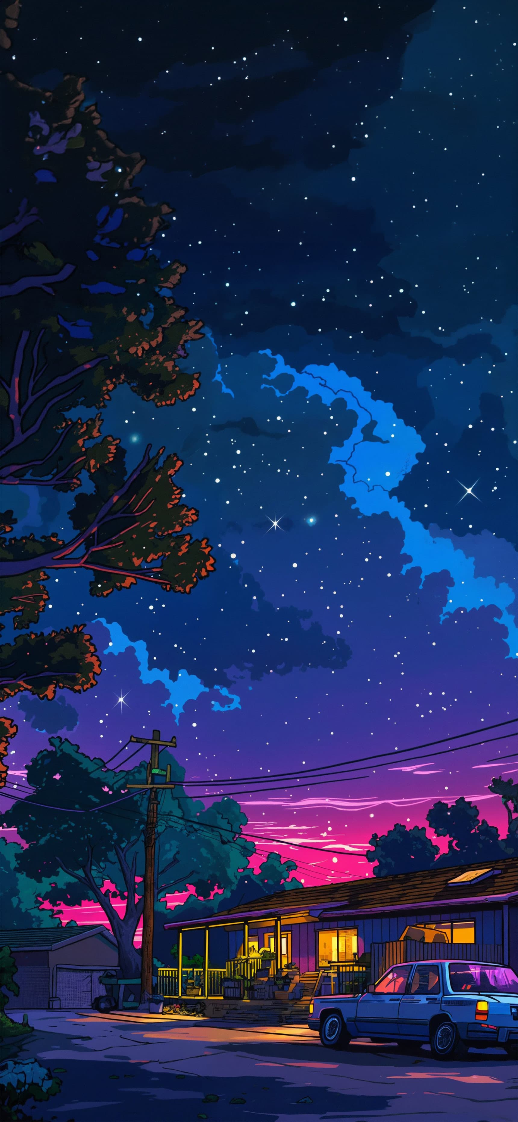 Pink Dusk Suburb - Pro phone wallpaper