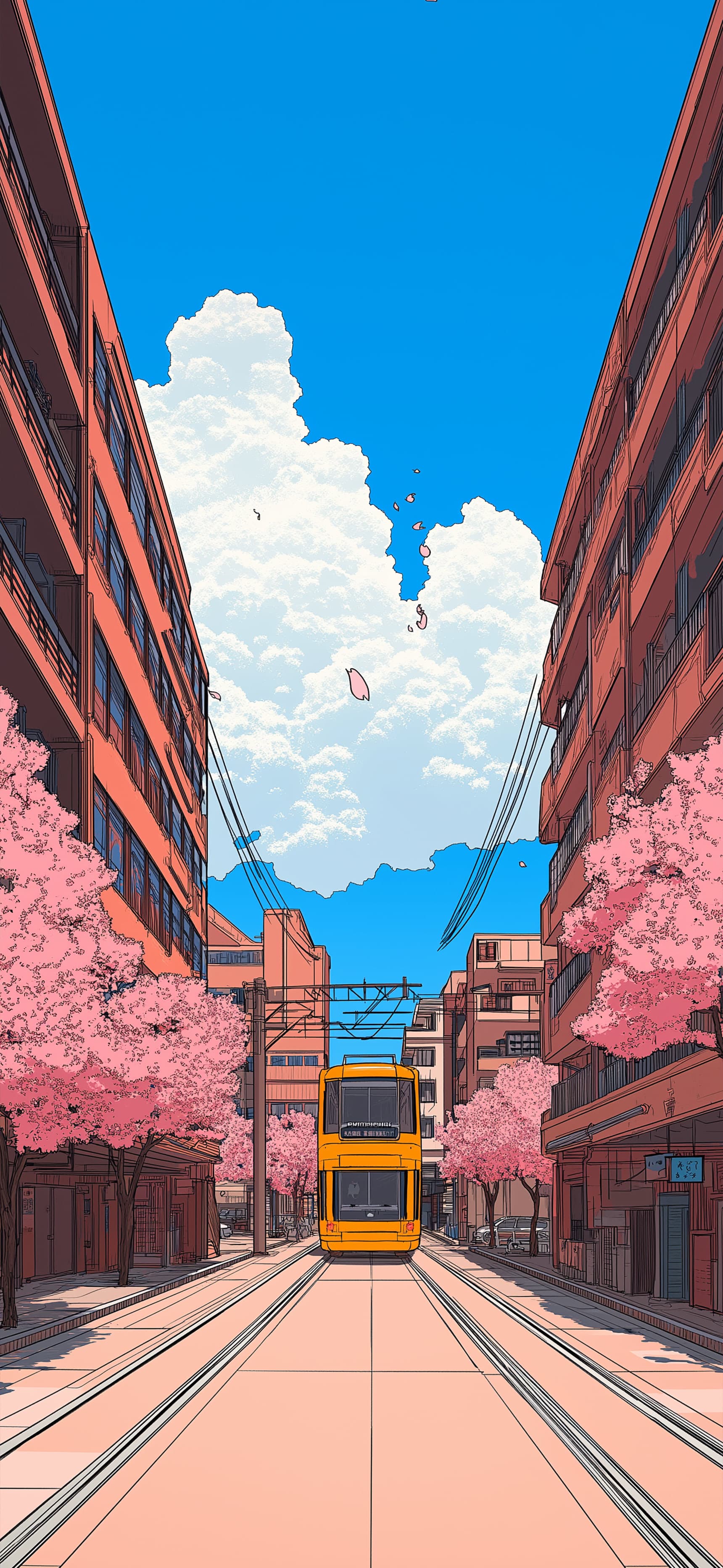 Sakura Rails - Pro phone wallpaper