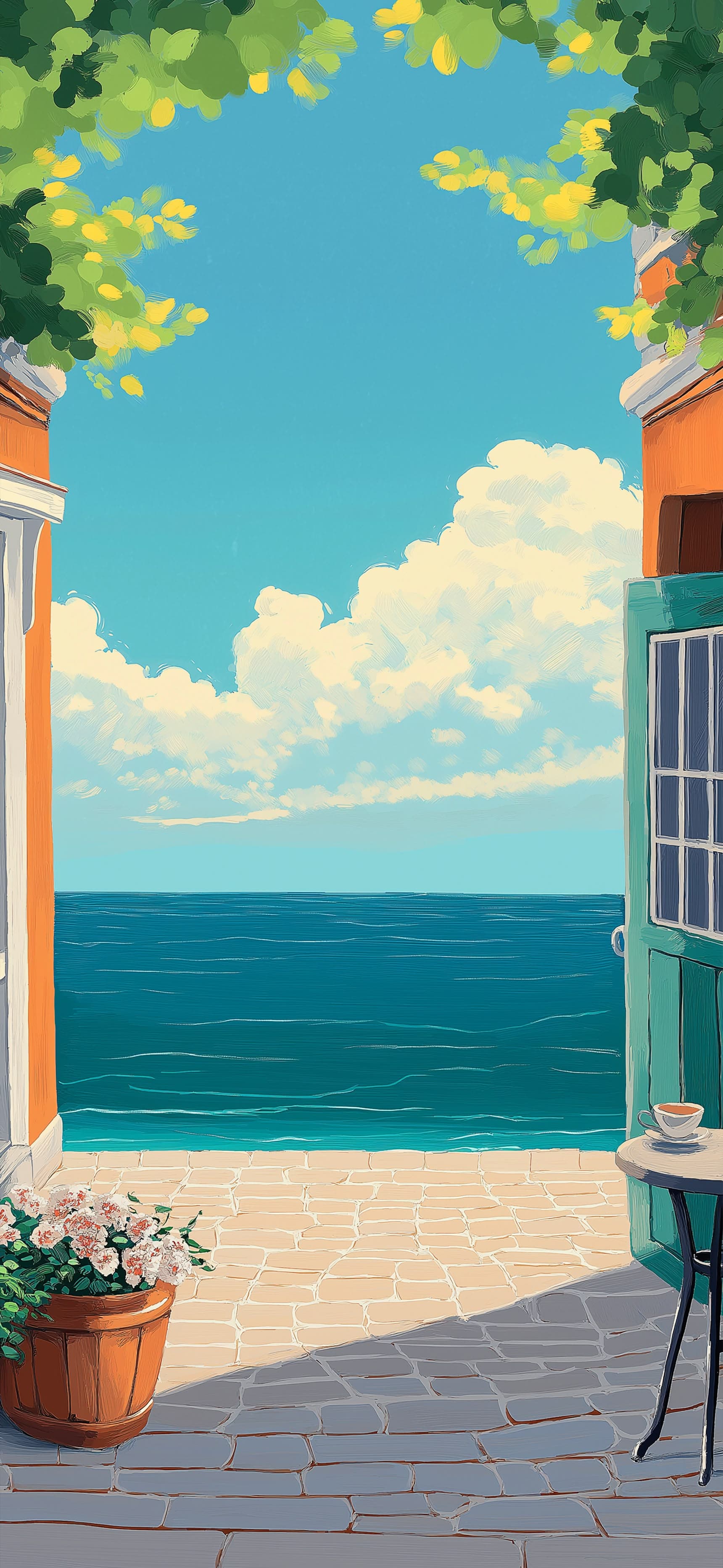 Sunny Coastal Balcony - Pro phone wallpaper