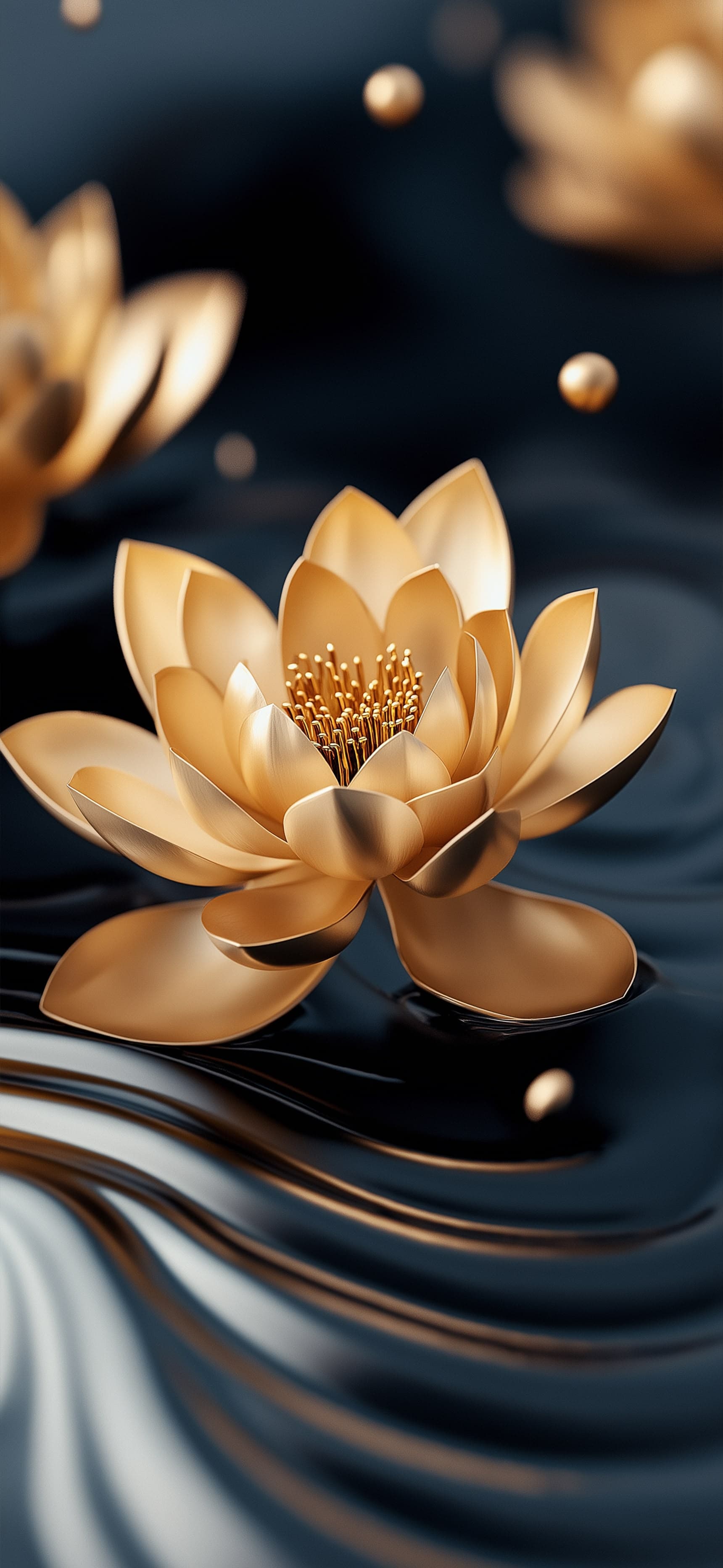 Golden Lotus Flow - Pro phone wallpaper
