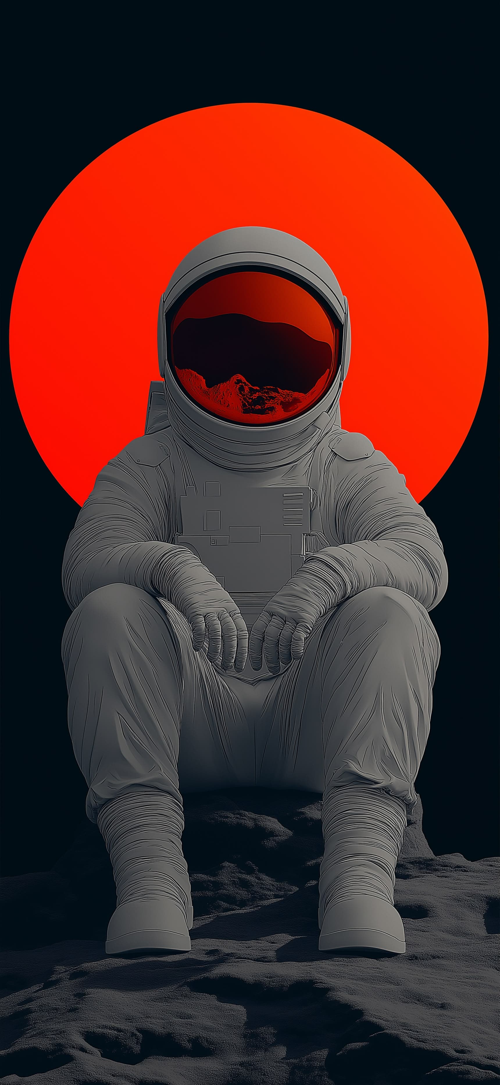 Red Moon Seated - Pro phone wallpaper