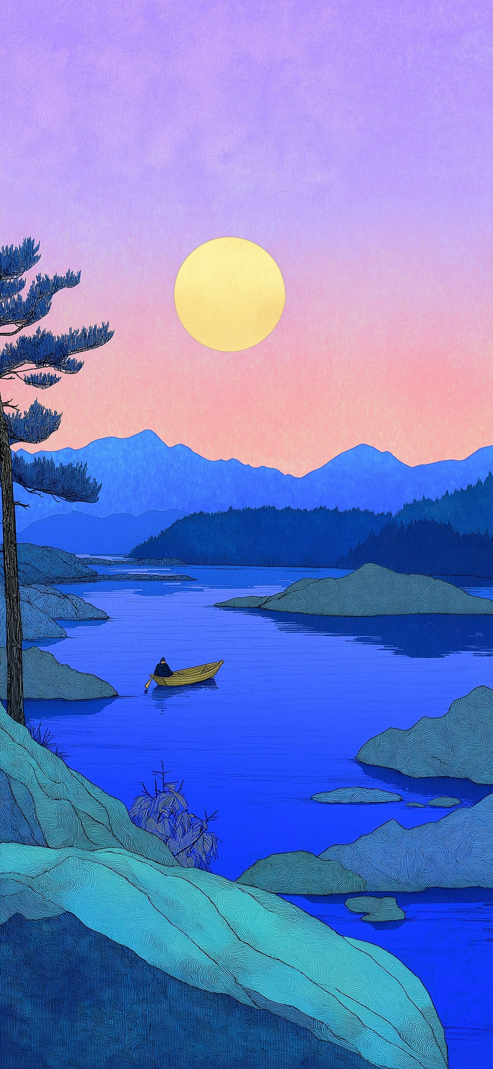 Sunset Blue River - Pro phone wallpaper
