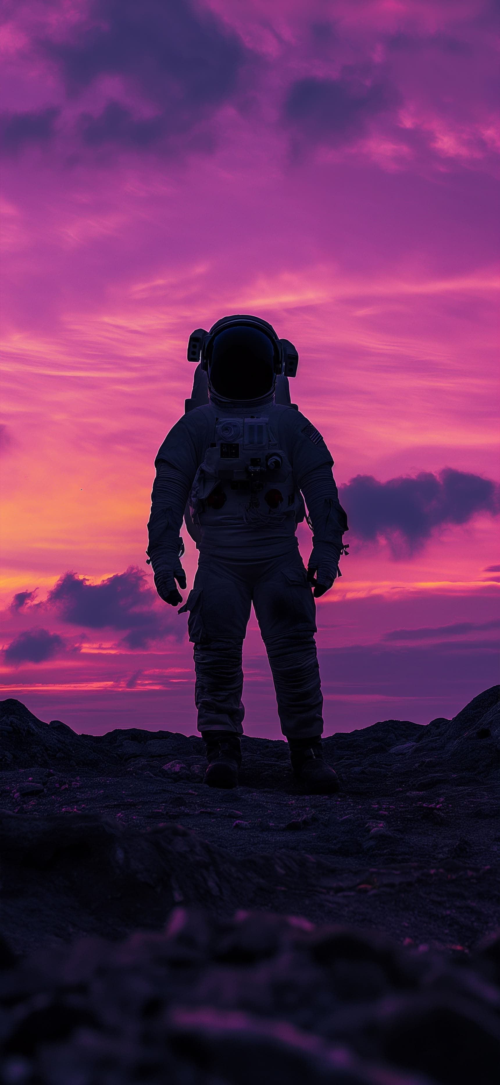 Purple Astronaut Walk - Pro phone wallpaper