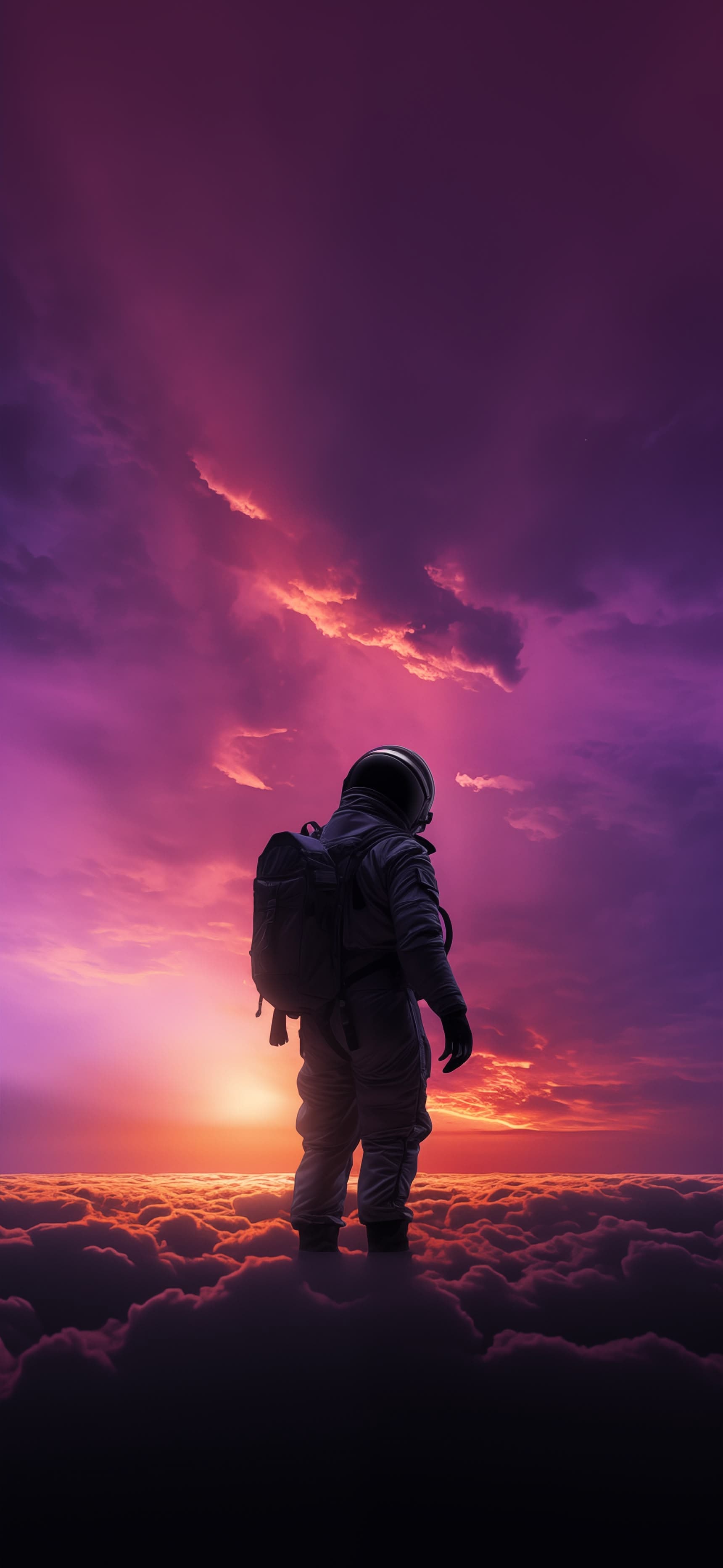 Sunset Astronaut Glow - Pro phone wallpaper