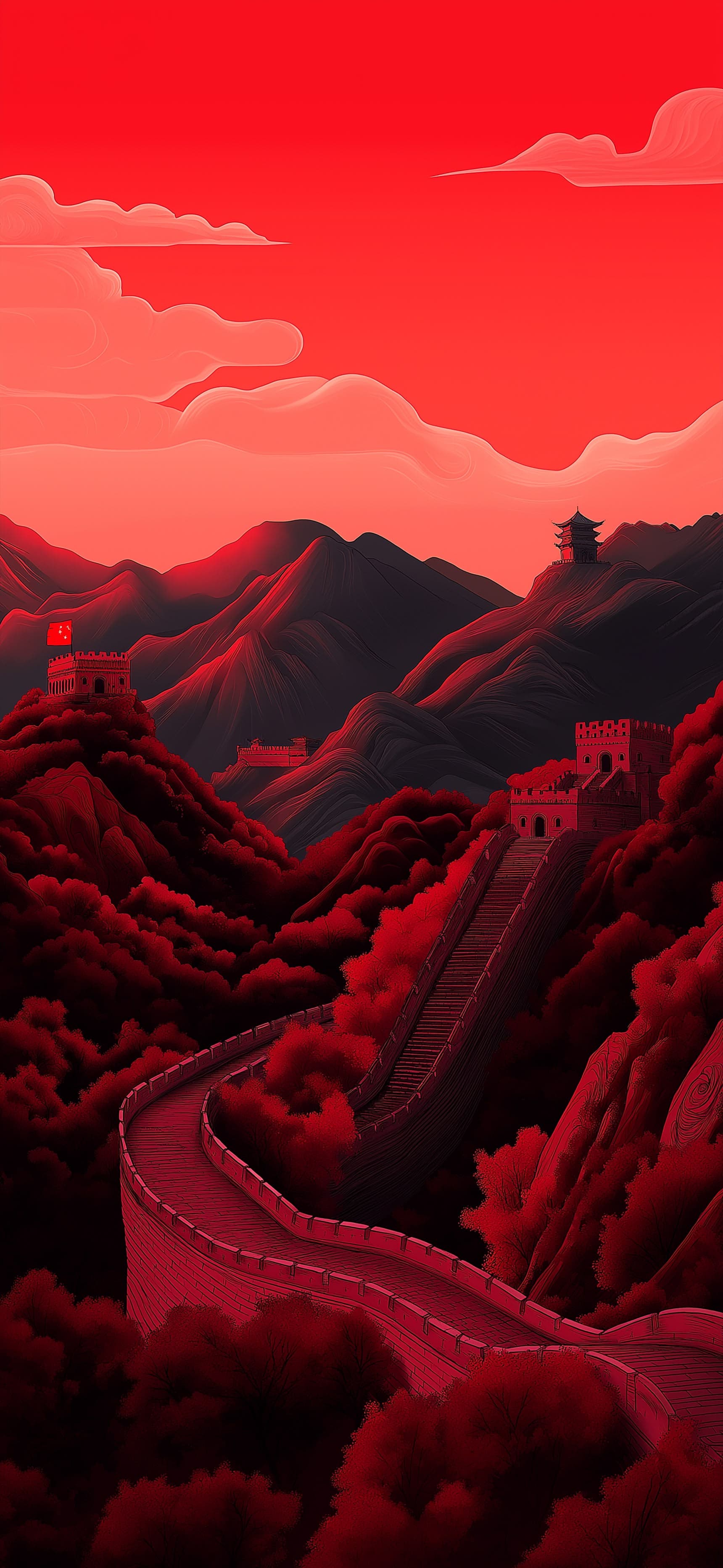 Crimson Great Wall - Pro phone wallpaper