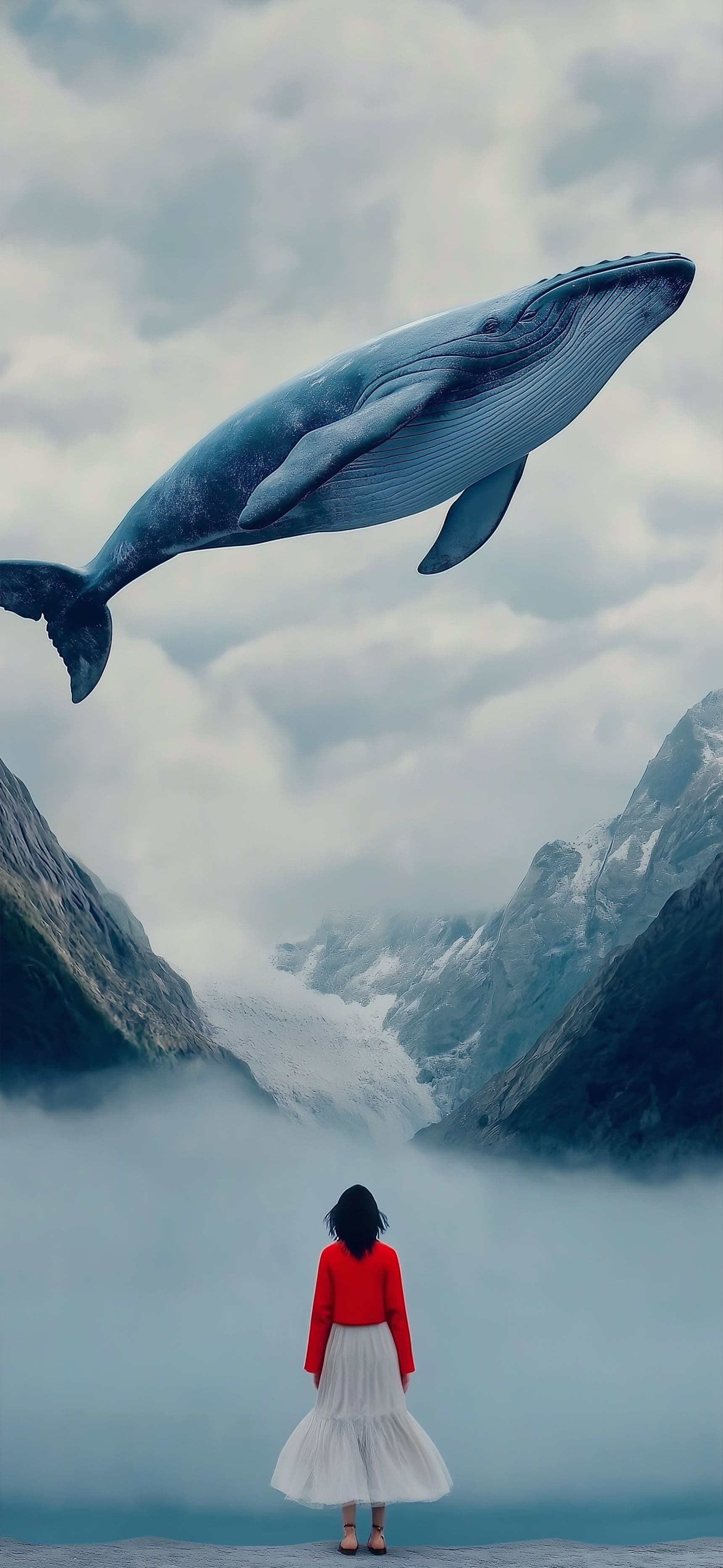 Whale Above Mountains - Pro phone wallpaper