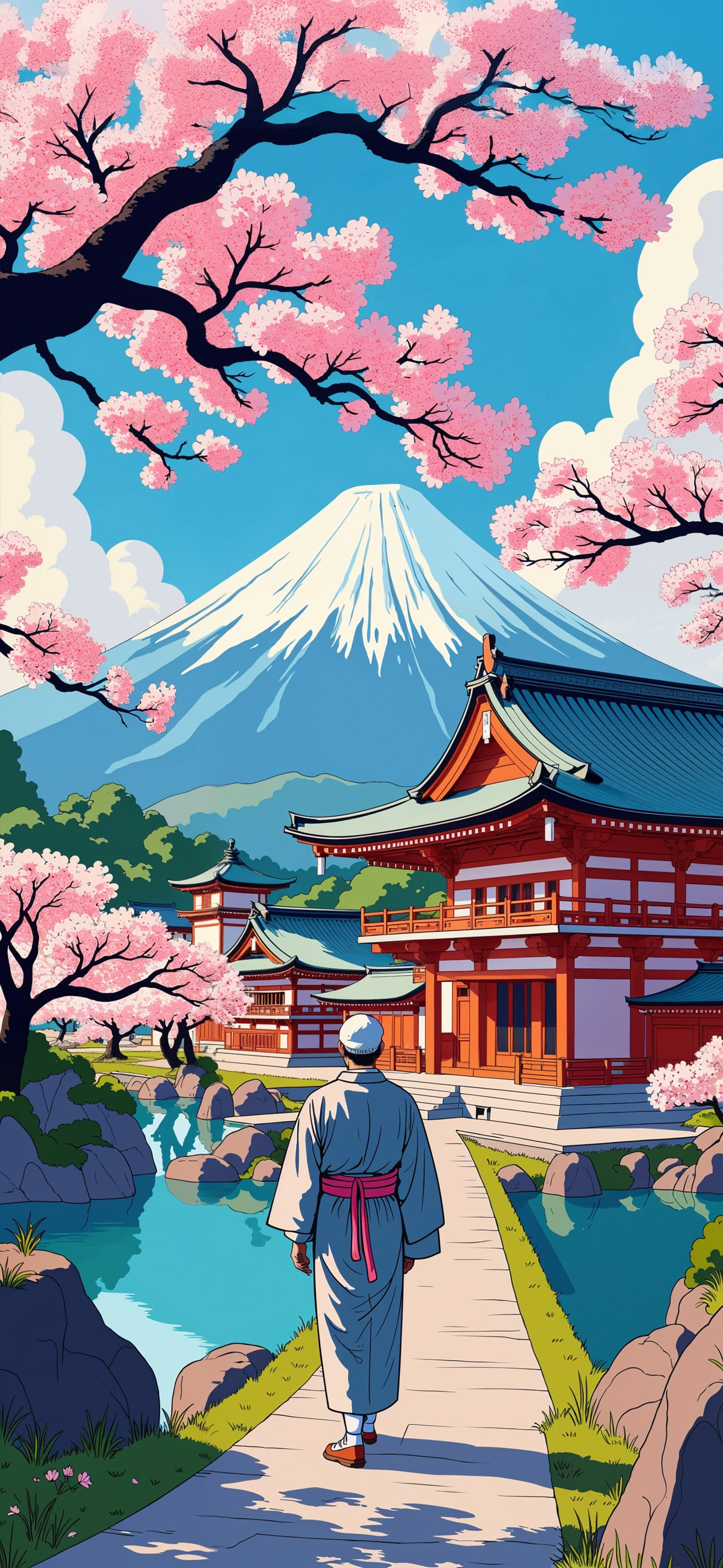 Spring at the Temple - Pro phone wallpaper