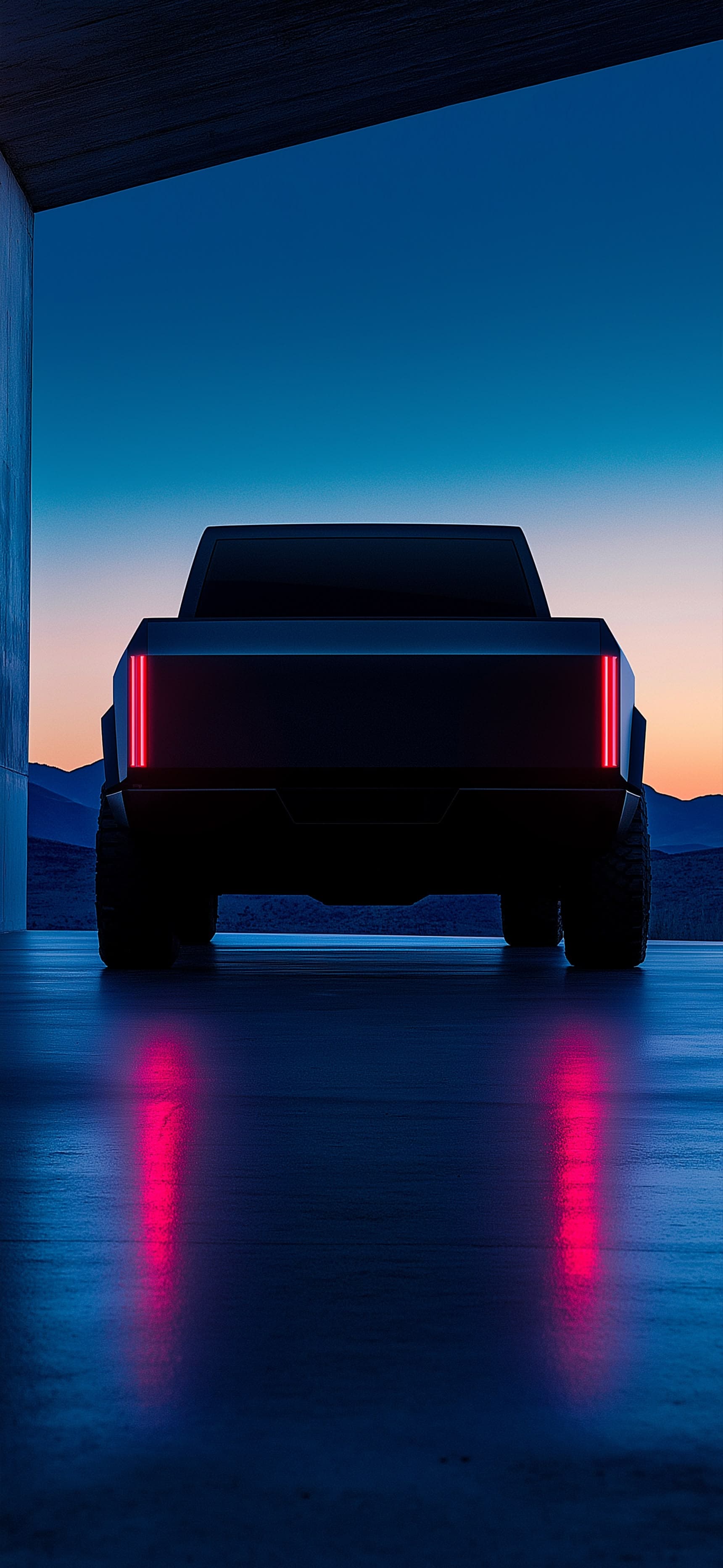 Cyberpunk Truck Sunset - Pro phone wallpaper