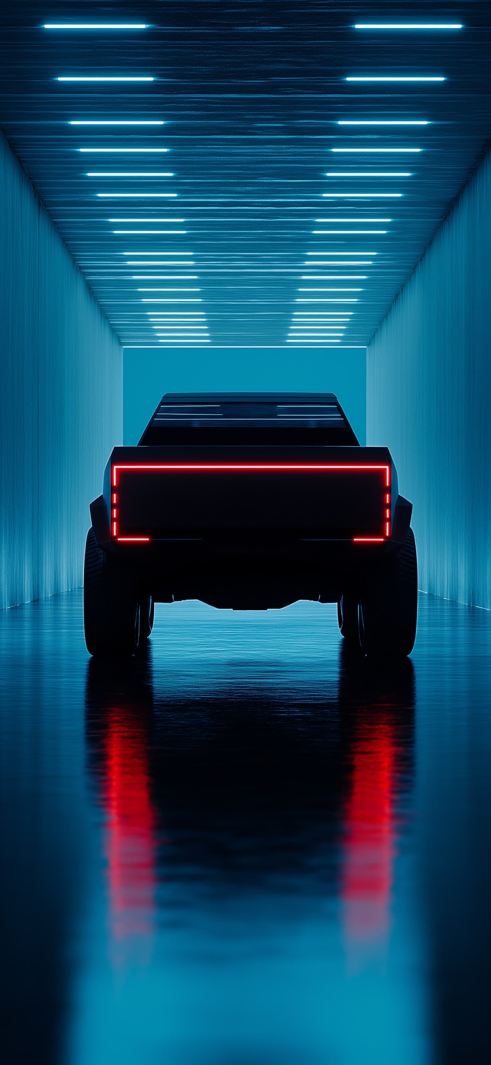 Cyberpunk Truck Reflection - Pro phone wallpaper