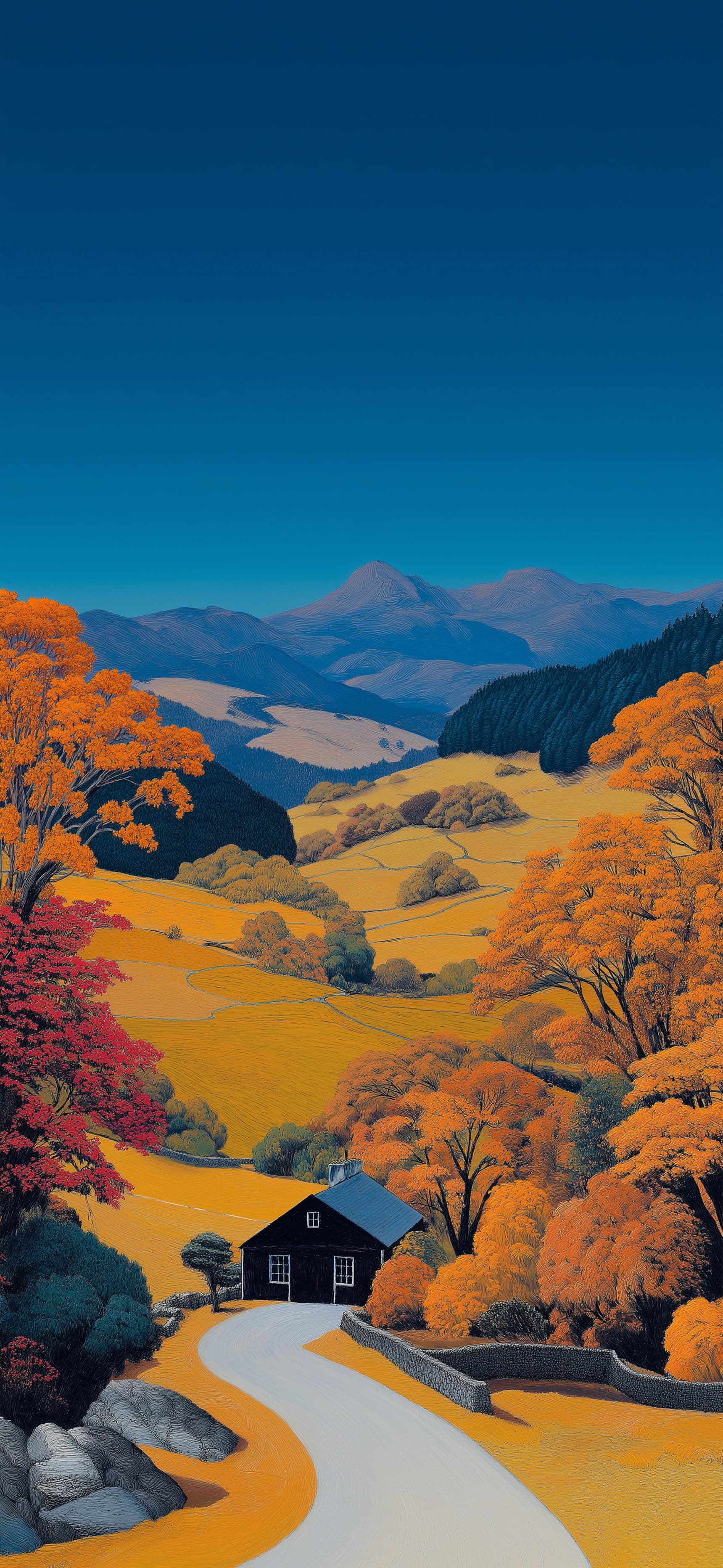 Illustrated country scenery - Pro phone wallpaper