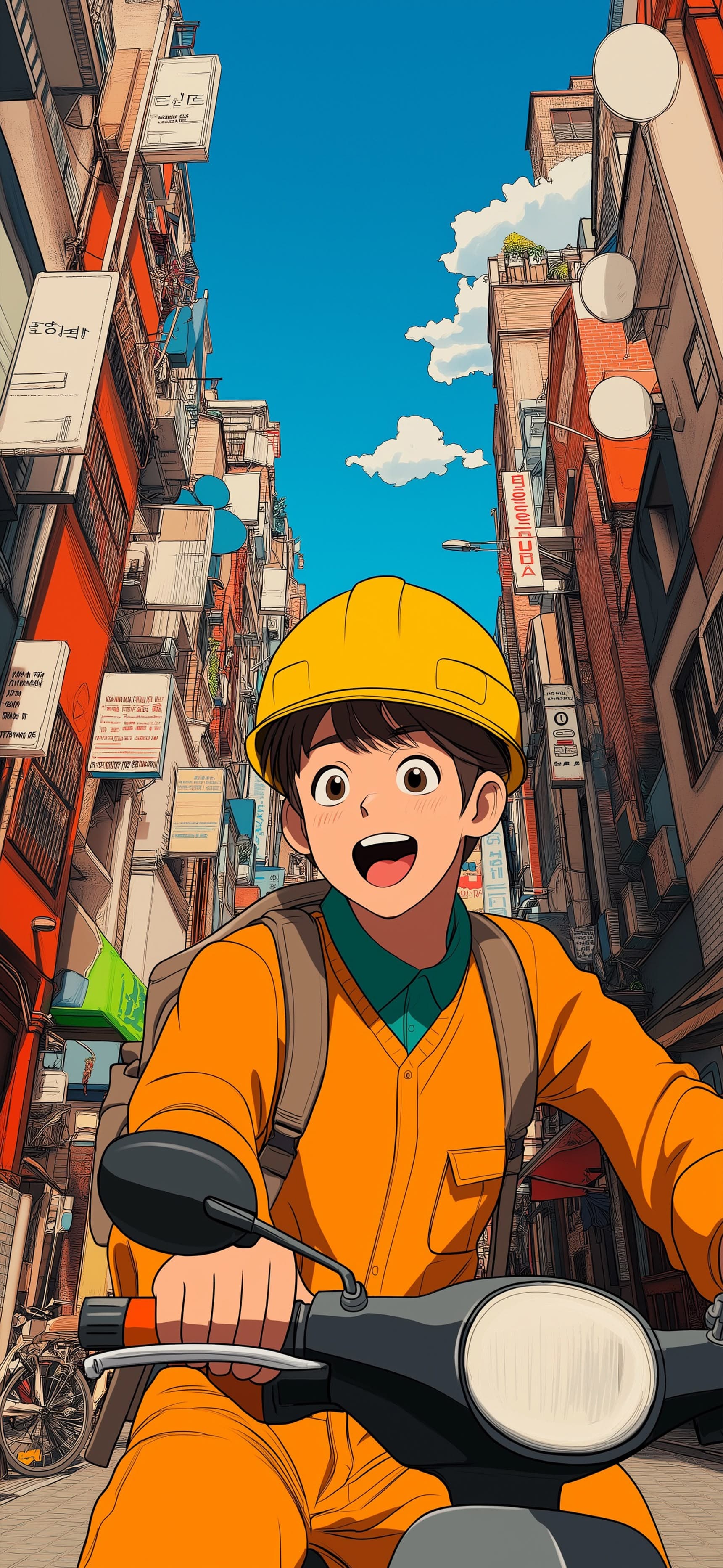 Anime City Delivery - Pro phone wallpaper