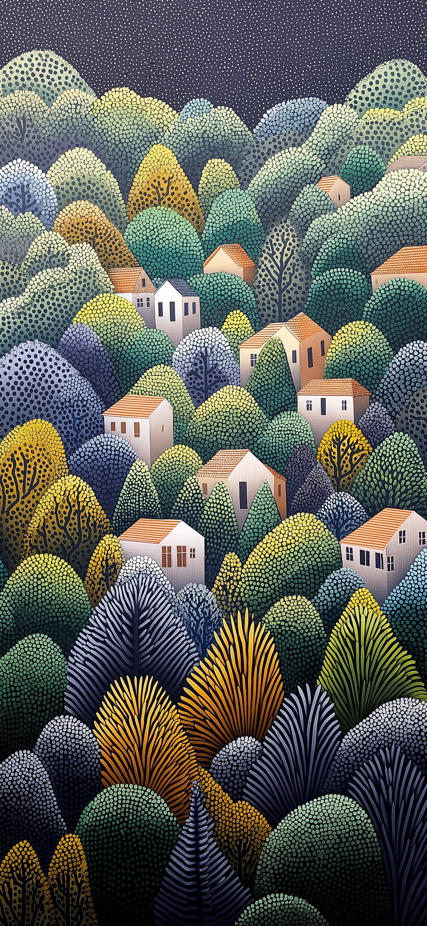 Hidden Village Trees - Pro phone wallpaper