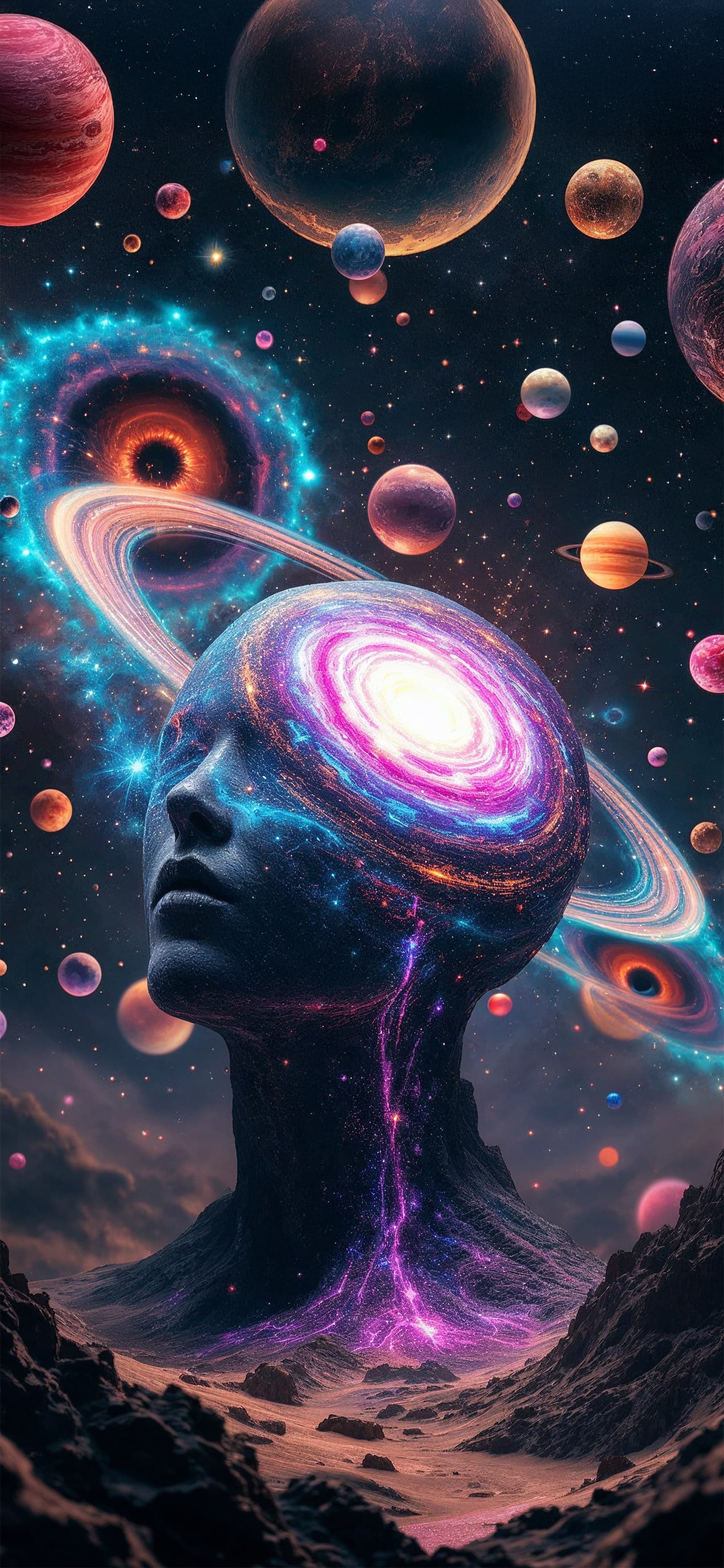Cosmic Canyon Wanderer - Pro phone wallpaper