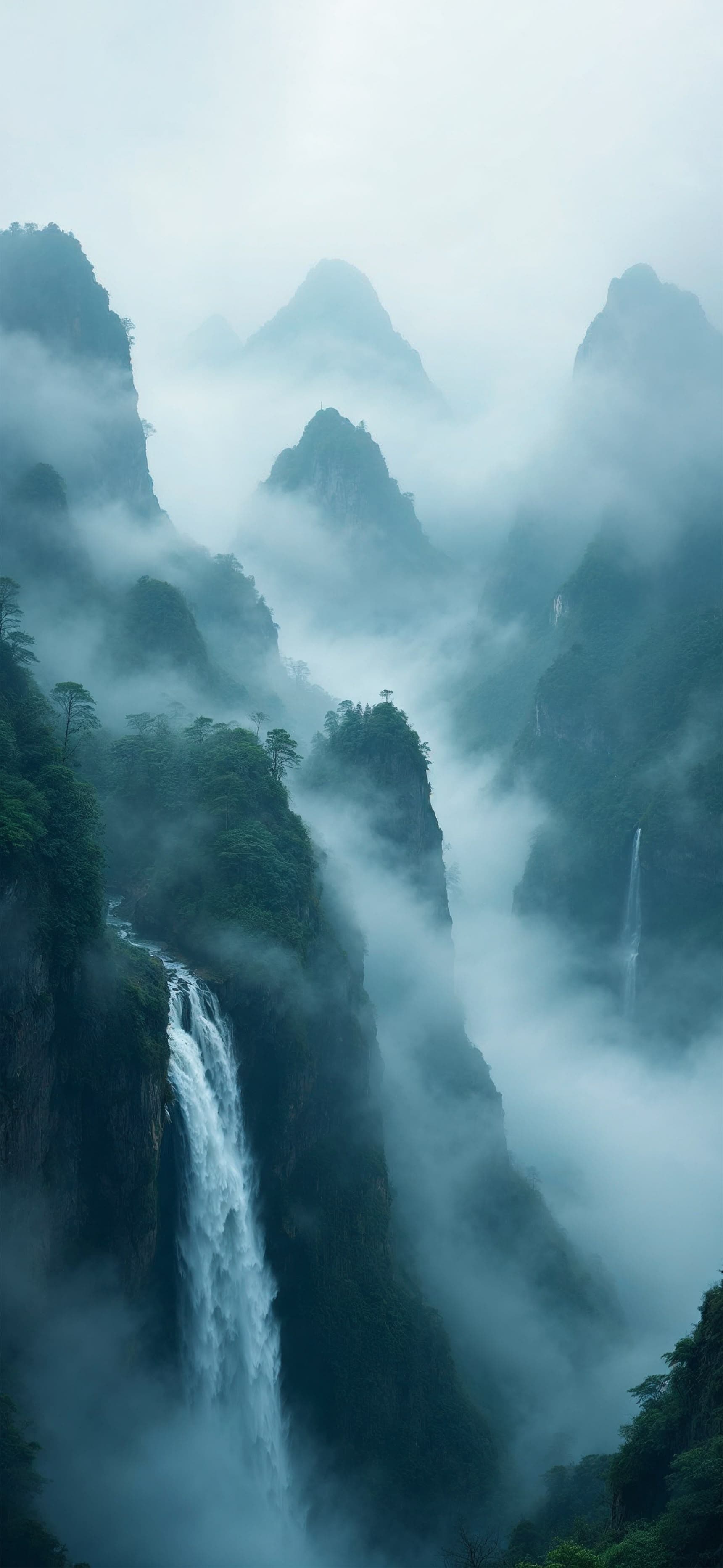 Ethereal Waterfall Vista - Pro phone wallpaper