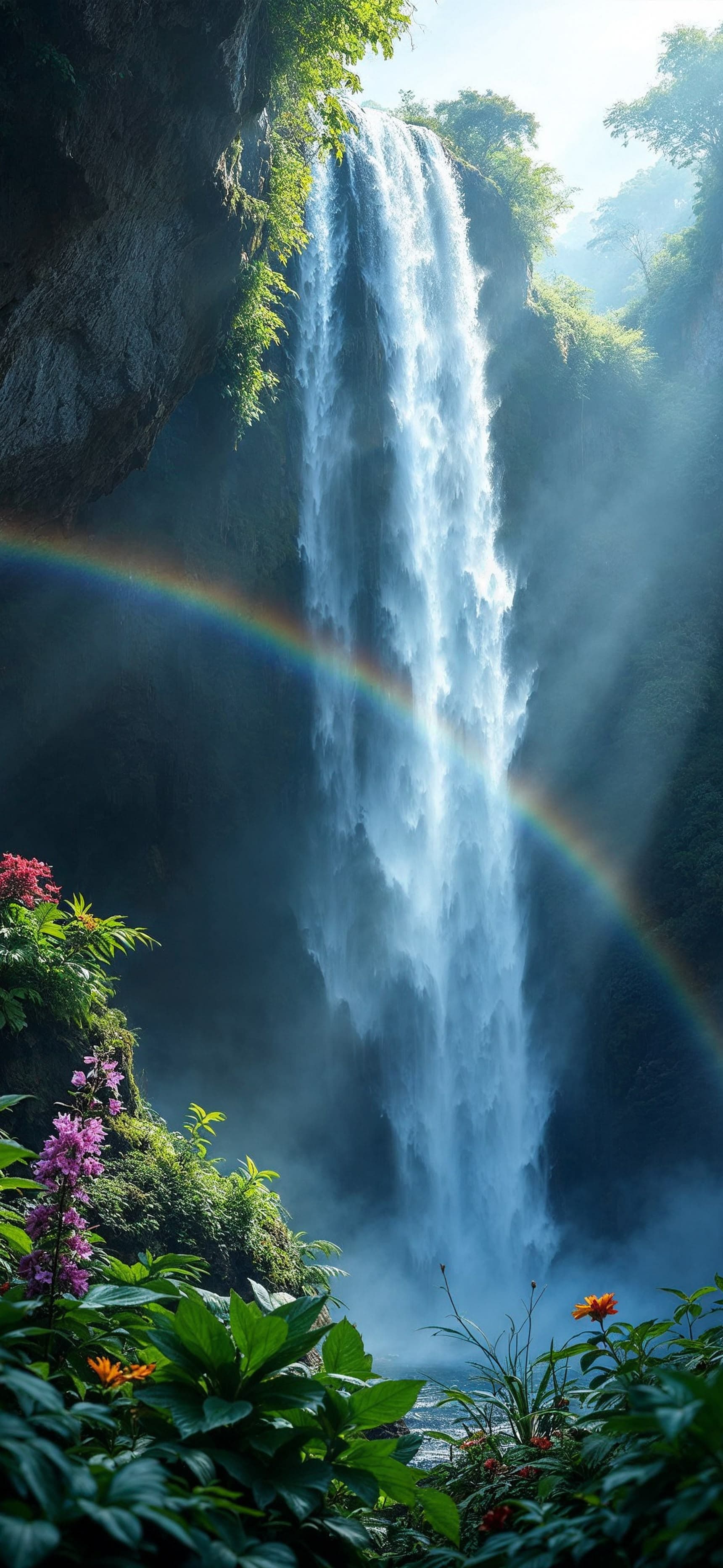 Tropical Waterfall Paradise - Pro phone wallpaper