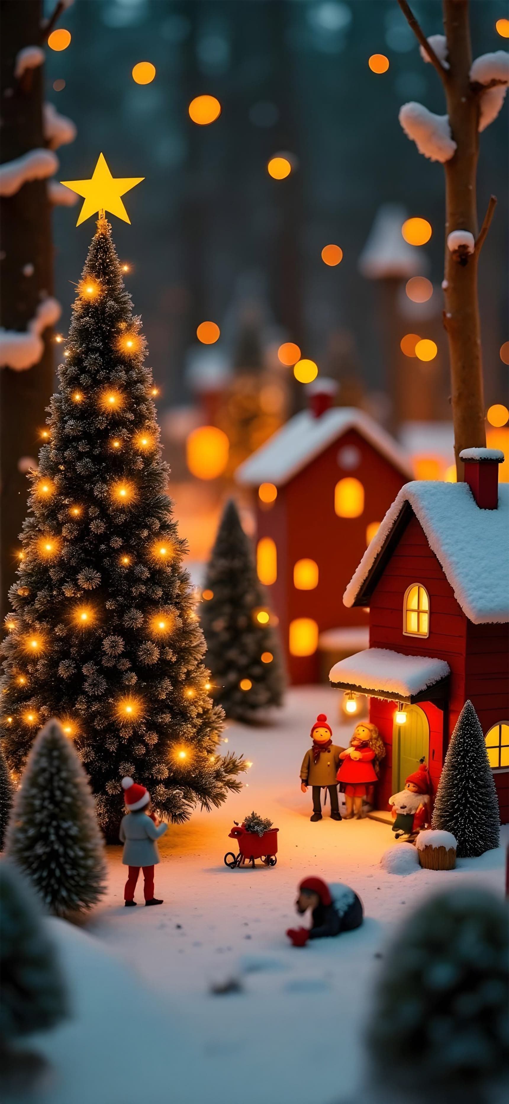 Christmas Village Scene - Pro phone wallpaper
