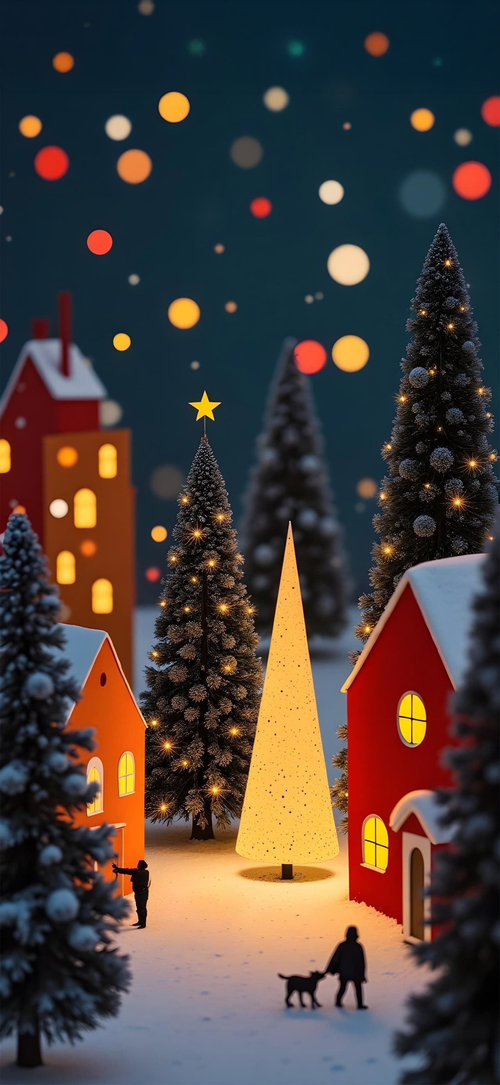 Festive Christmas Village - Pro phone wallpaper