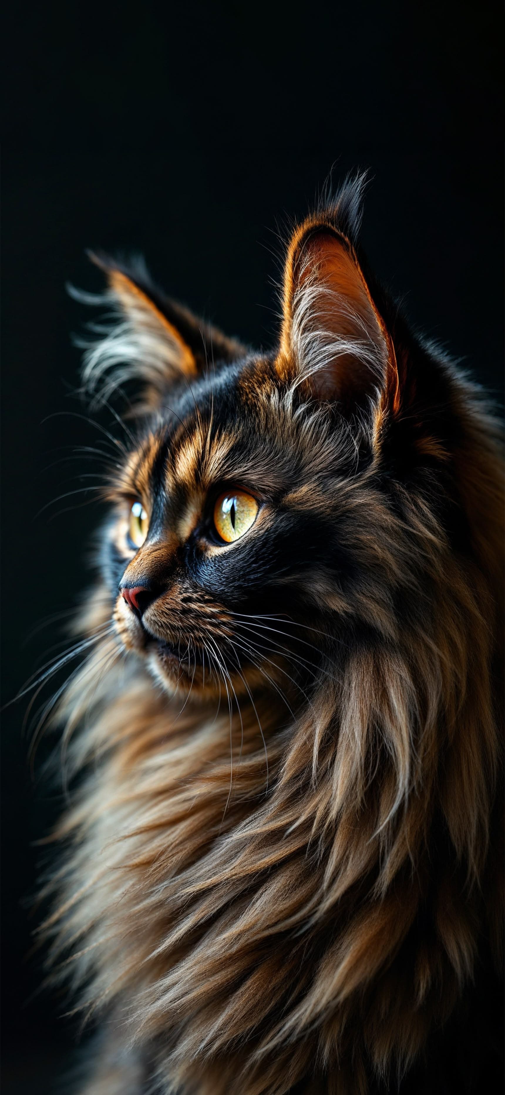 Fluffy Cat Gaze - Pro phone wallpaper