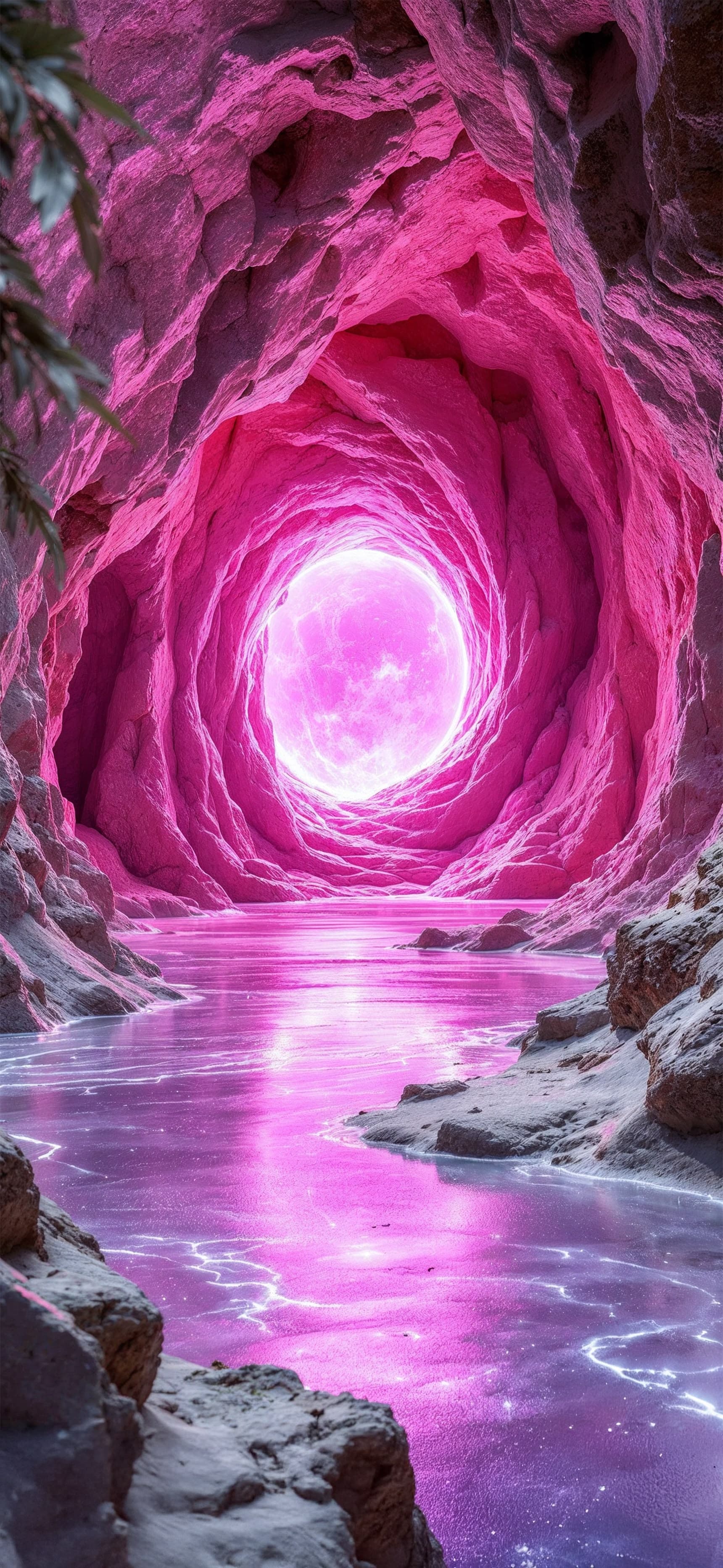 Glowing Cave River - Pro phone wallpaper