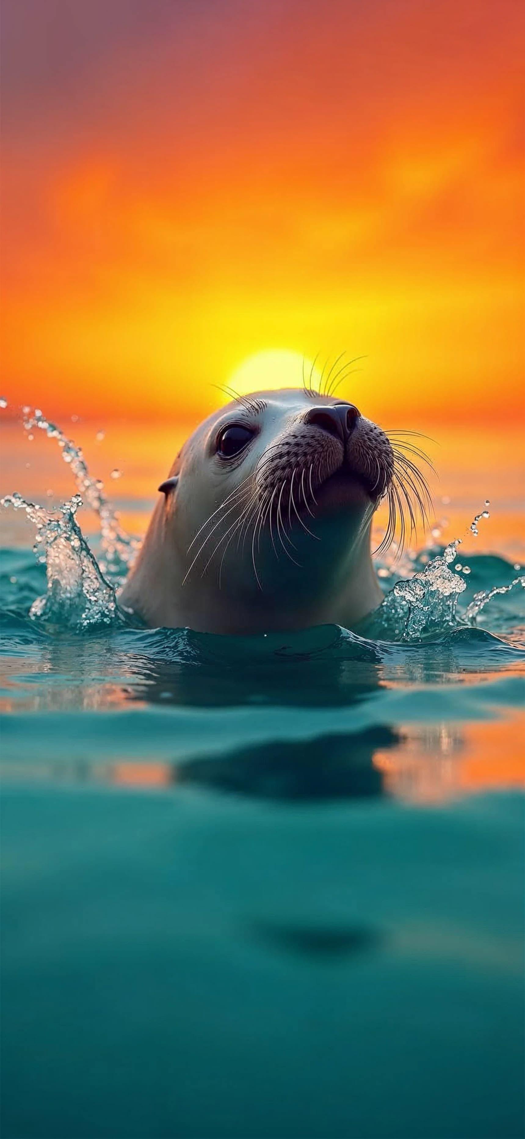 Sunset Seal Splash - Pro phone wallpaper