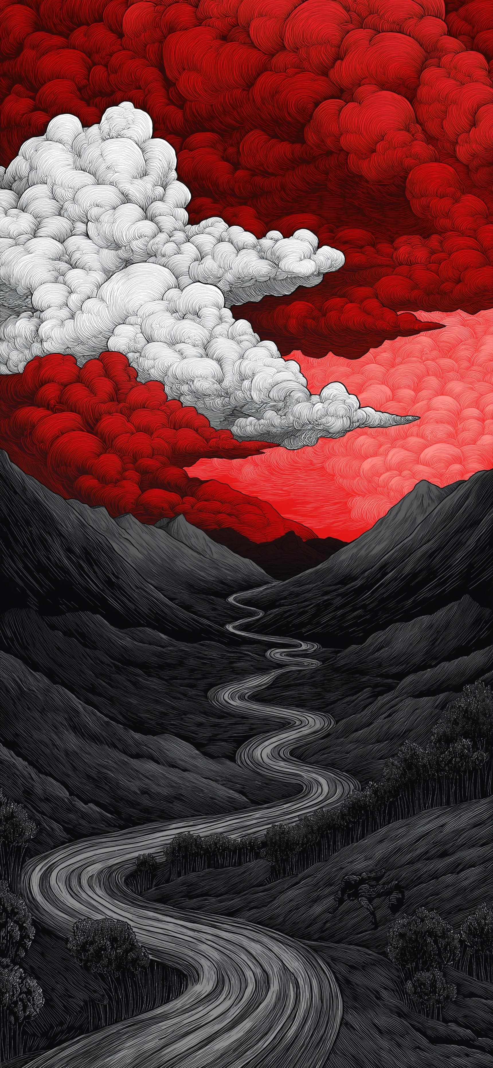 Red White Divide - Pro phone wallpaper