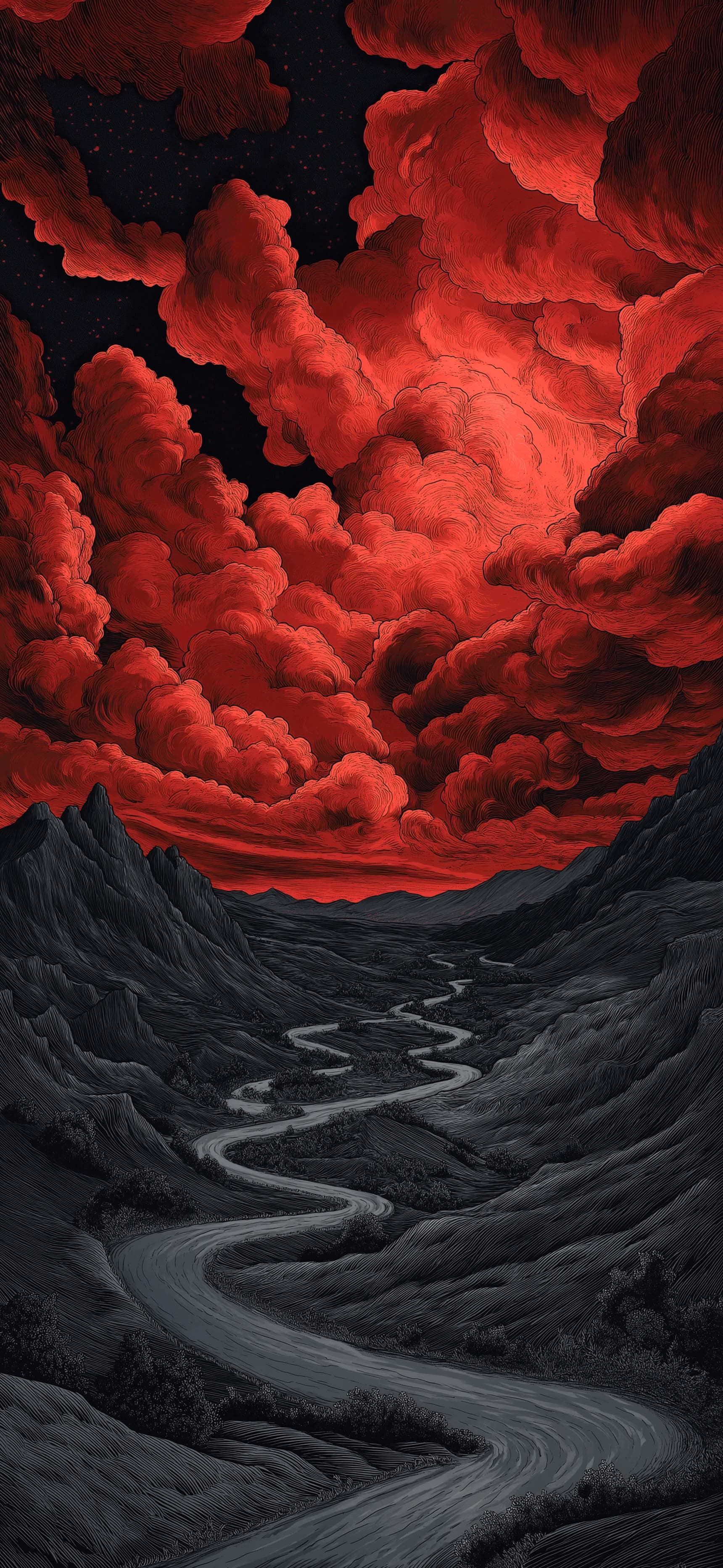 Crimson Cloud Valley - Pro phone wallpaper