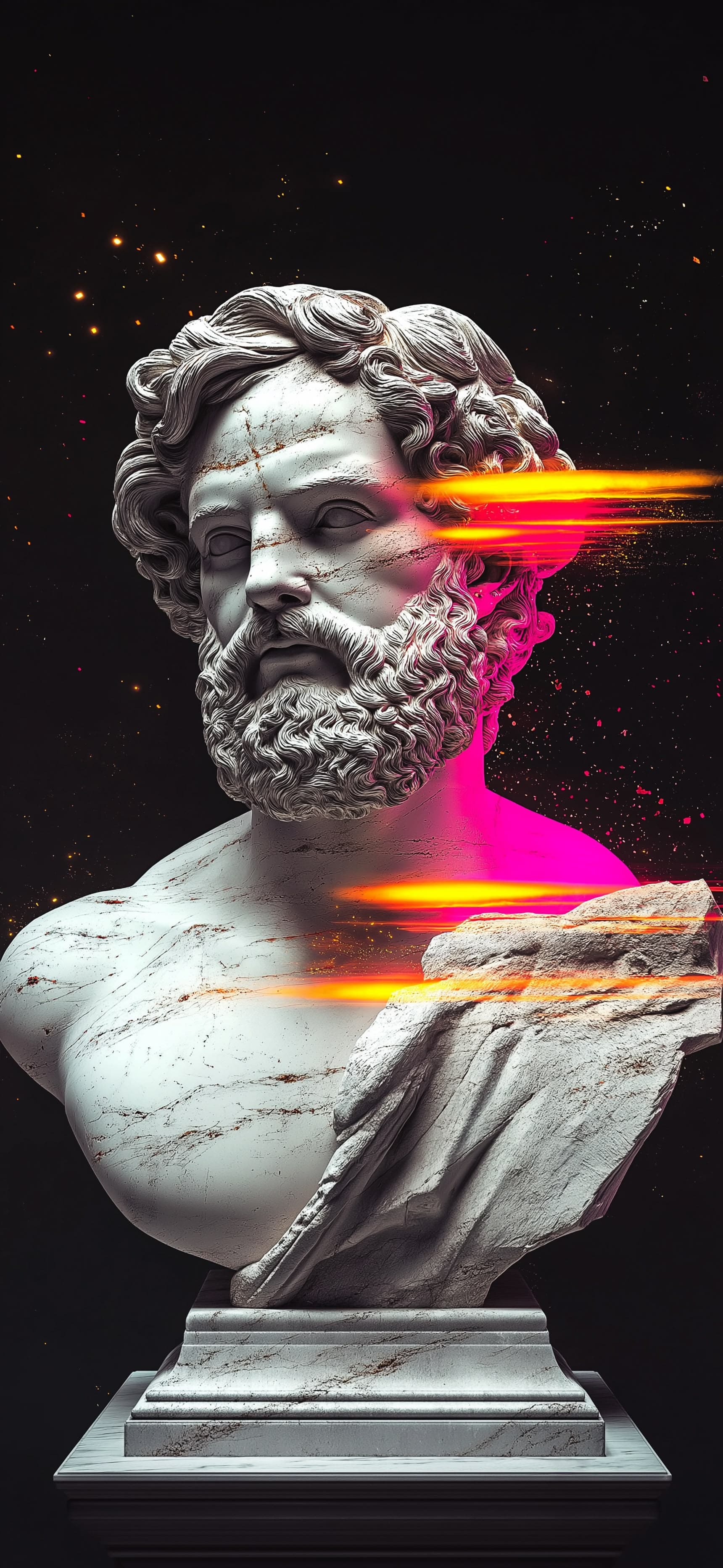 Glitchy Marble Bust - Pro phone wallpaper