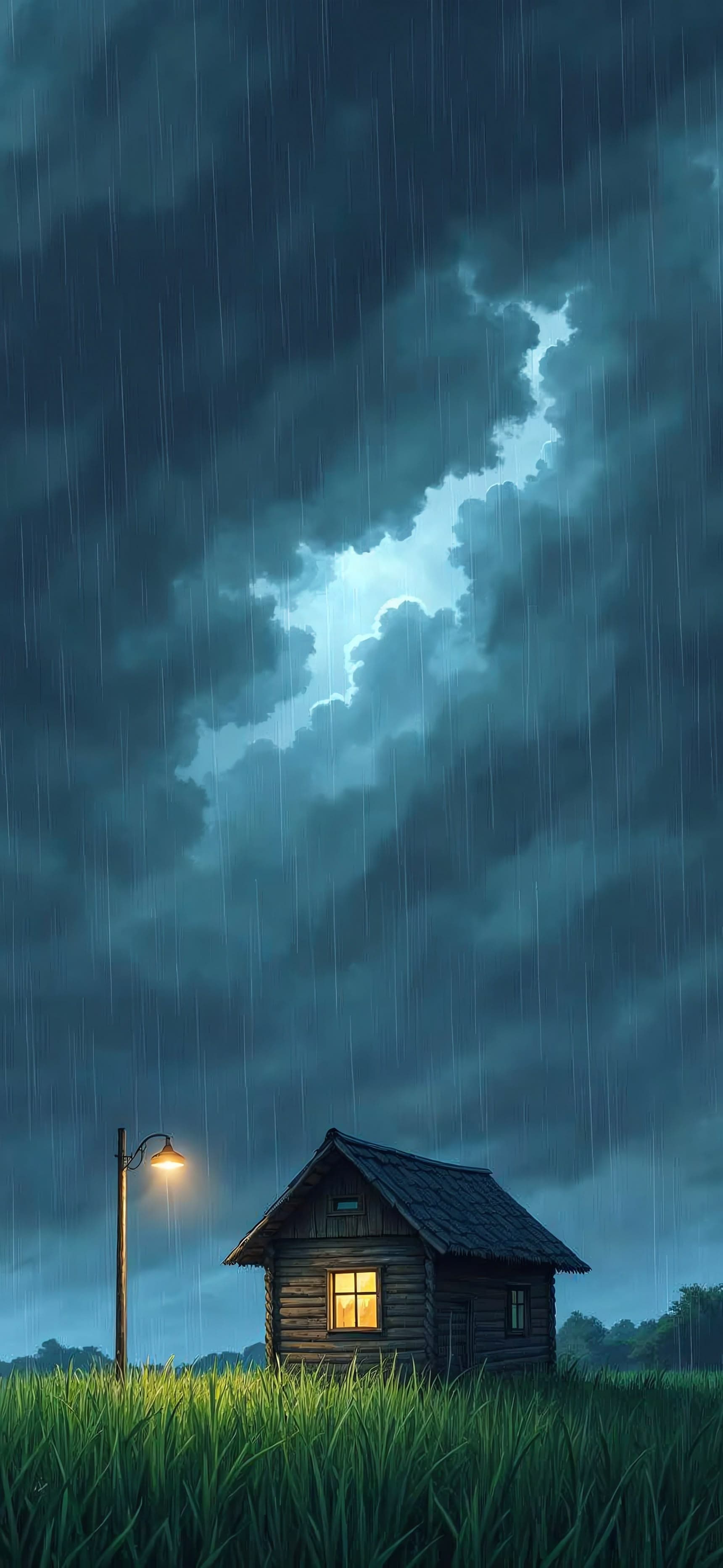 Cabin Stormy Night - Pro phone wallpaper