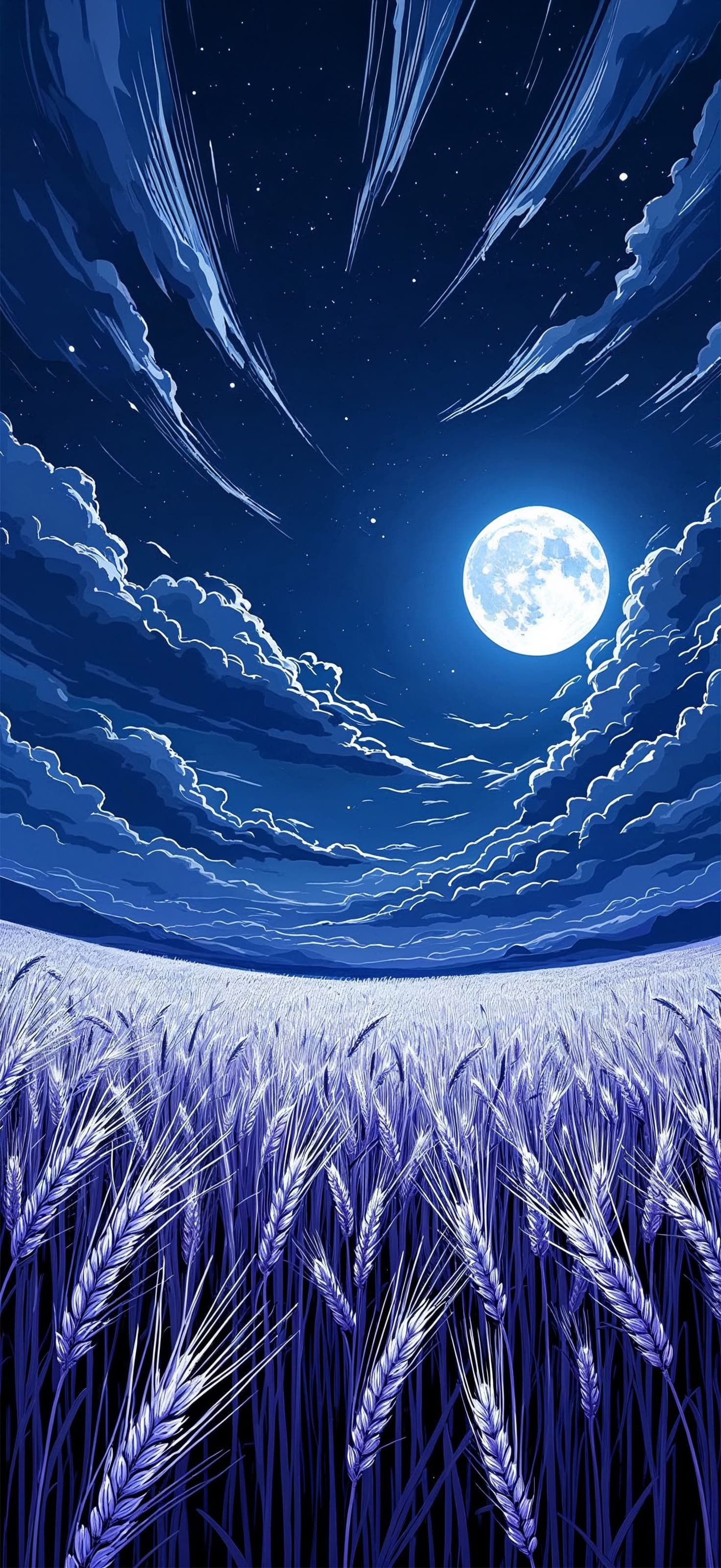 Moonlit Grain Field - Pro phone wallpaper