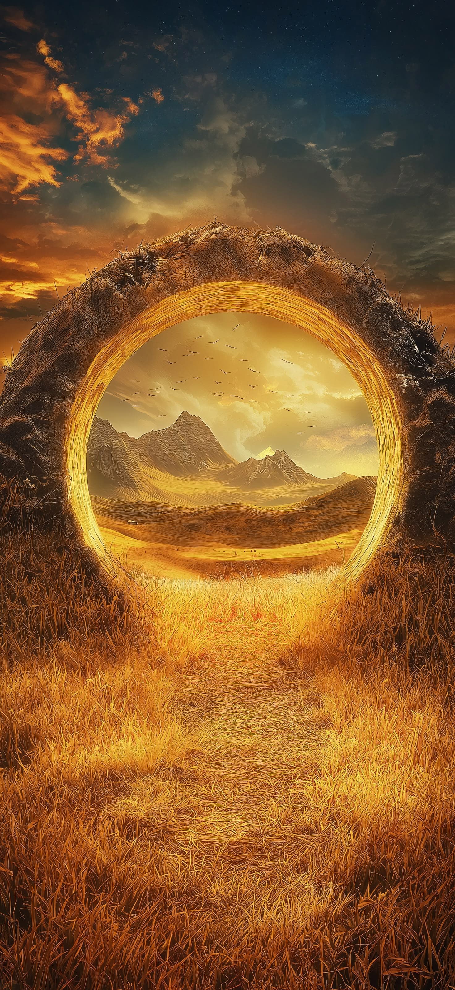 Golden Horizon Gateway - Pro phone wallpaper