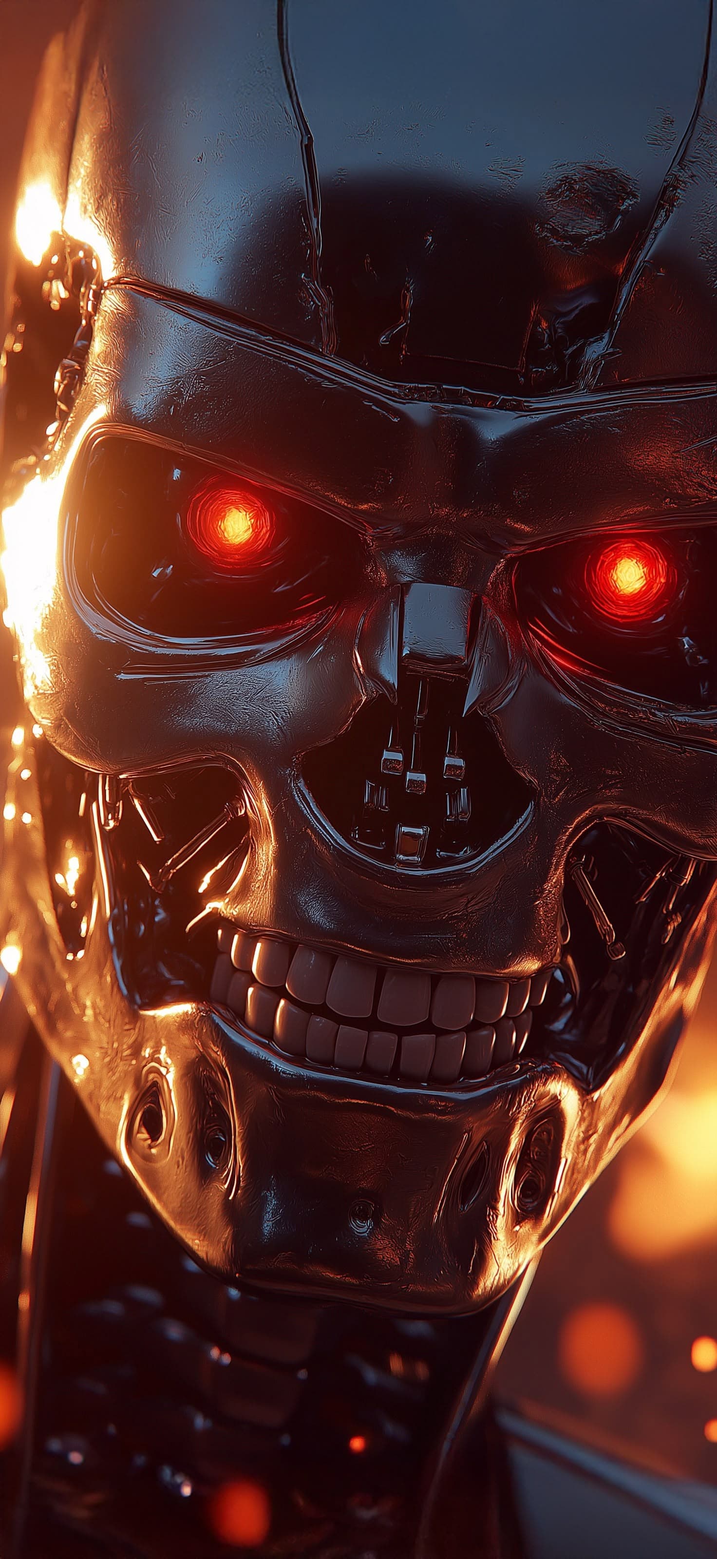 Robotic Skull Close-up - Pro phone wallpaper