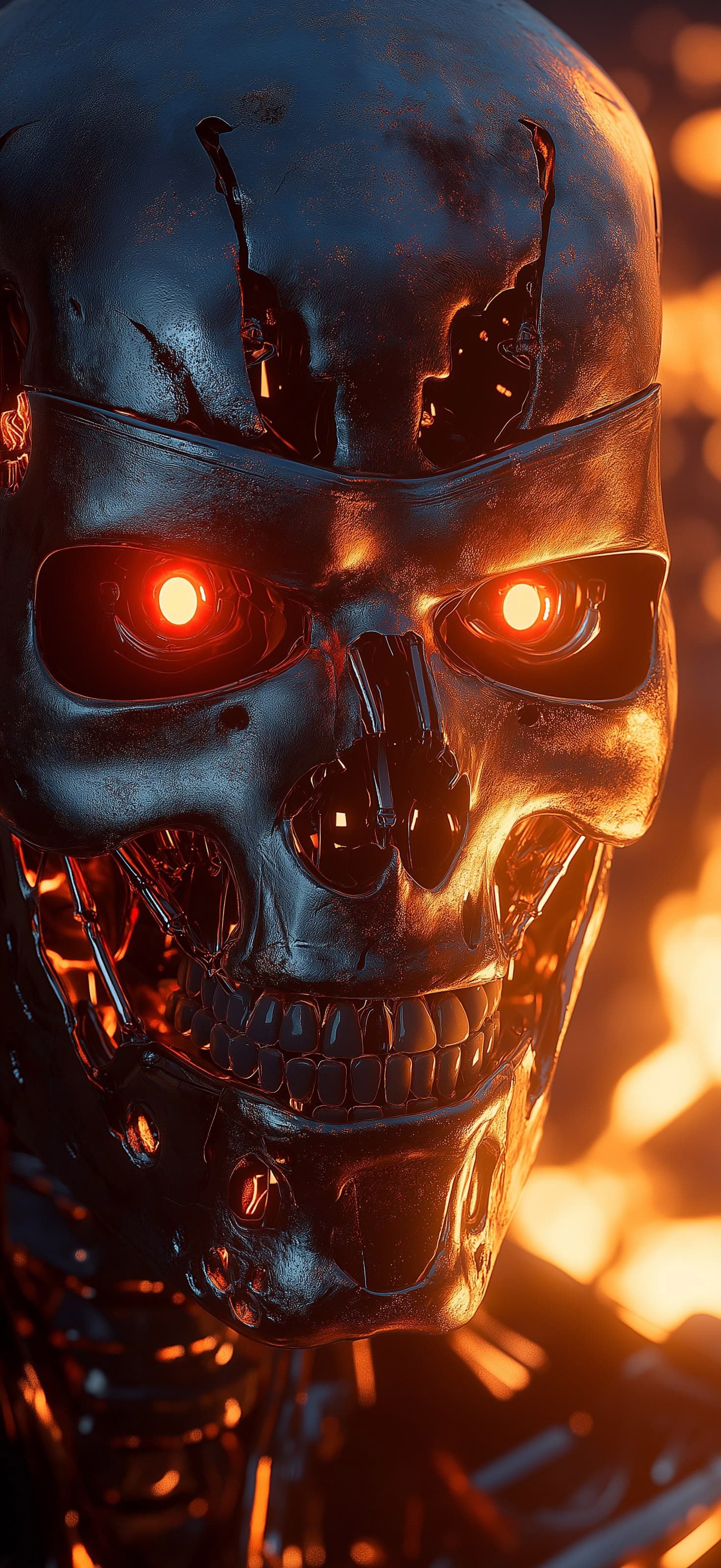 Cybernetic Skull Gaze - Pro phone wallpaper